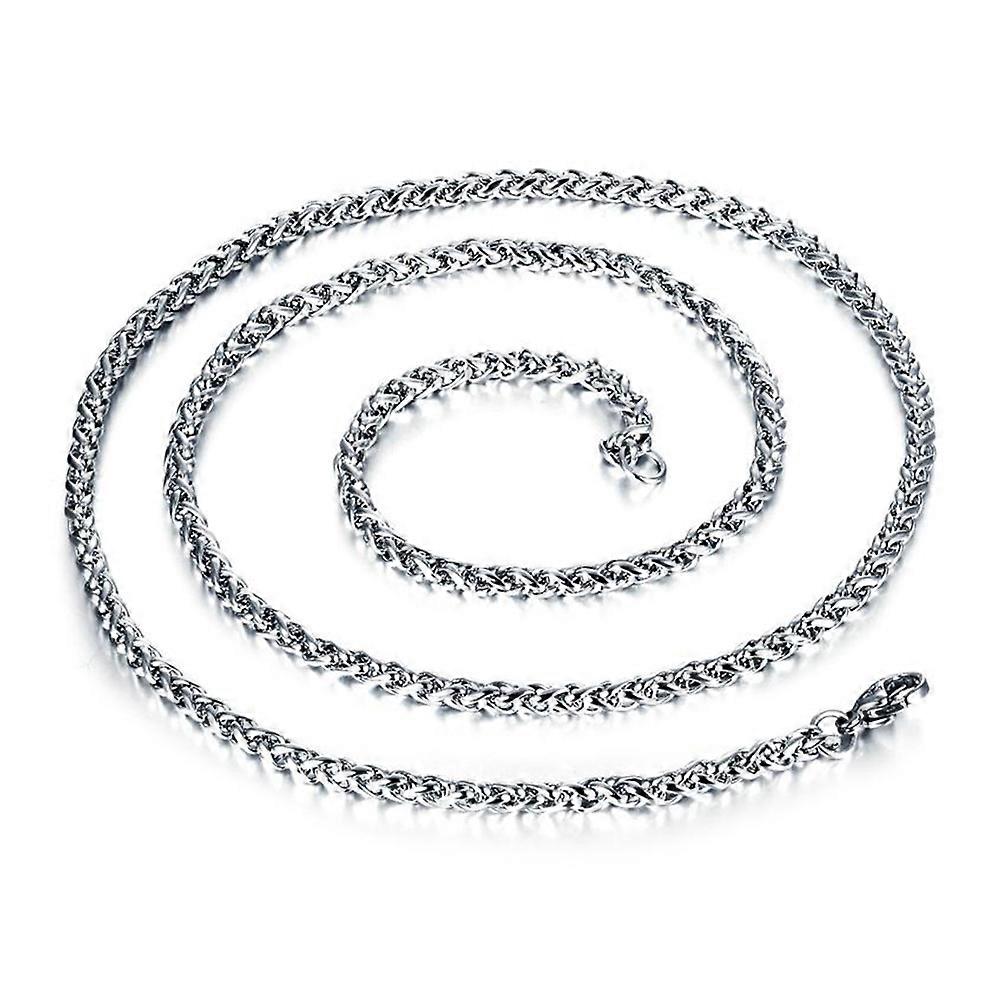 Men's Durable Titanium Steel Chain Necklace Hypoallergenic and Non Tarnish Silver Color 3mm Wide