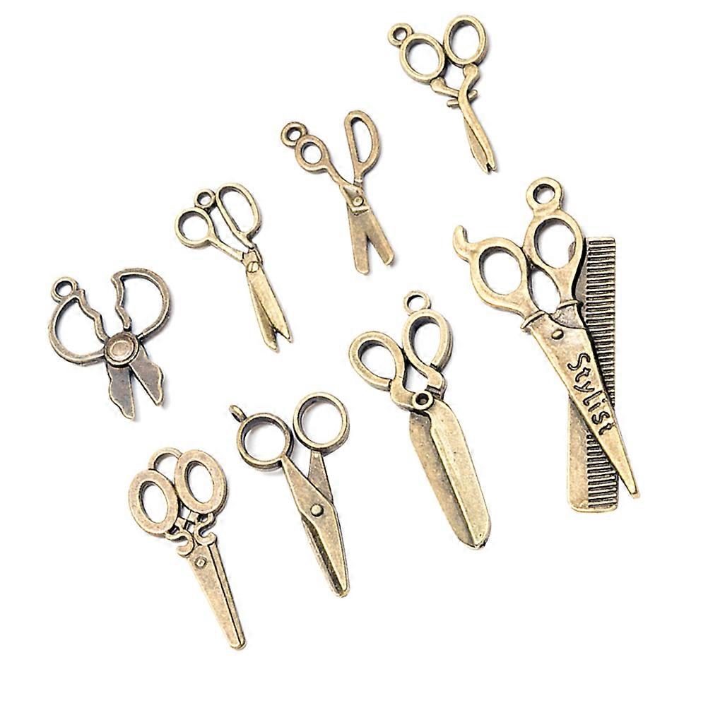 80 Pieces Golden Alloy Scissors Charm for Jewelry Making Accessories Retro Style Creative DIY