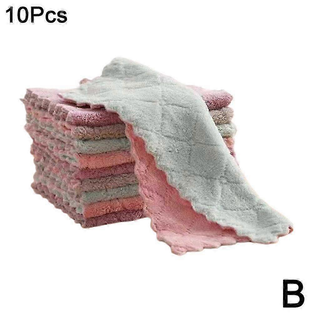 4/10 قطعة مناشف أطباق المطبخ ، قماش الصوف المرجاني فائق الامتصاص