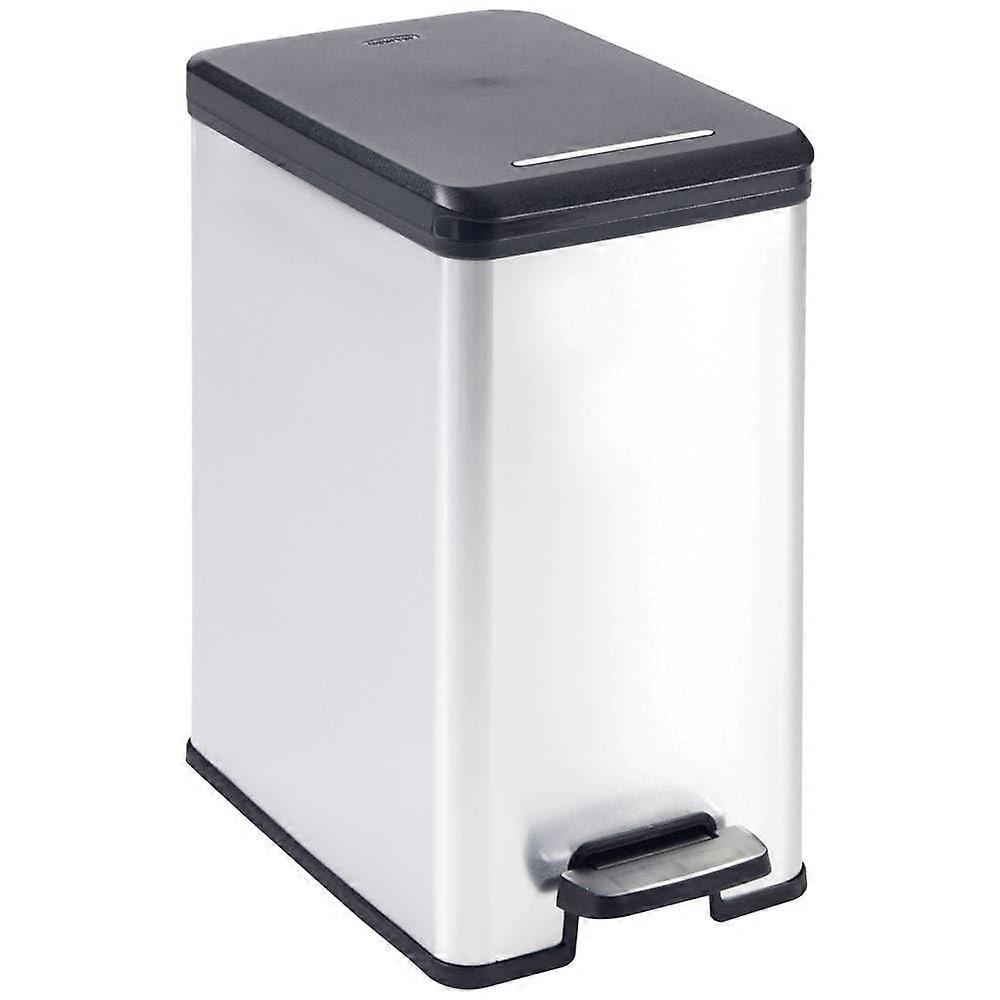 240639 25L Silver and Black Waste Bin 250 x 450 x 420 mm for Home and Office Storage