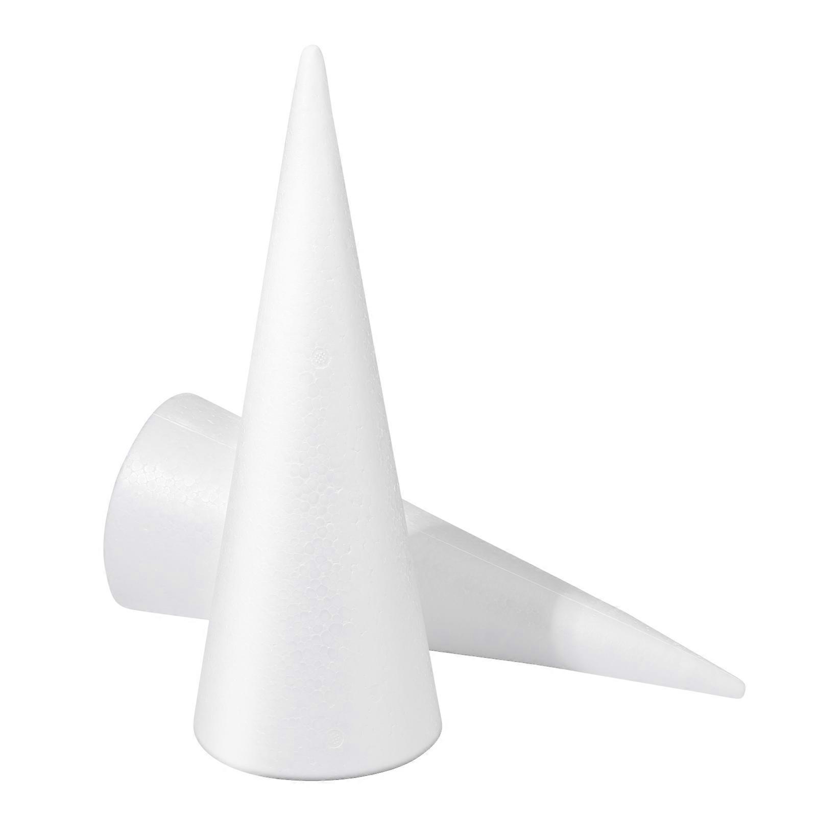 Amosfun 2pcs White Foam Cones for Arts and Crafts Handmade Projects Christmas Tree Table Centerpiece (32 cm)