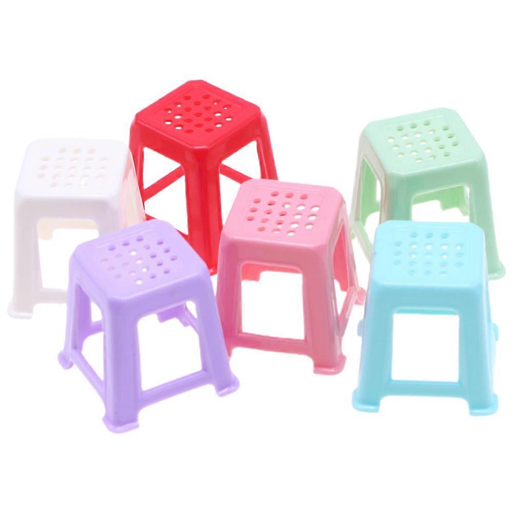 6Pcs Mini Plastic Stool Doll House Furniture Ornament