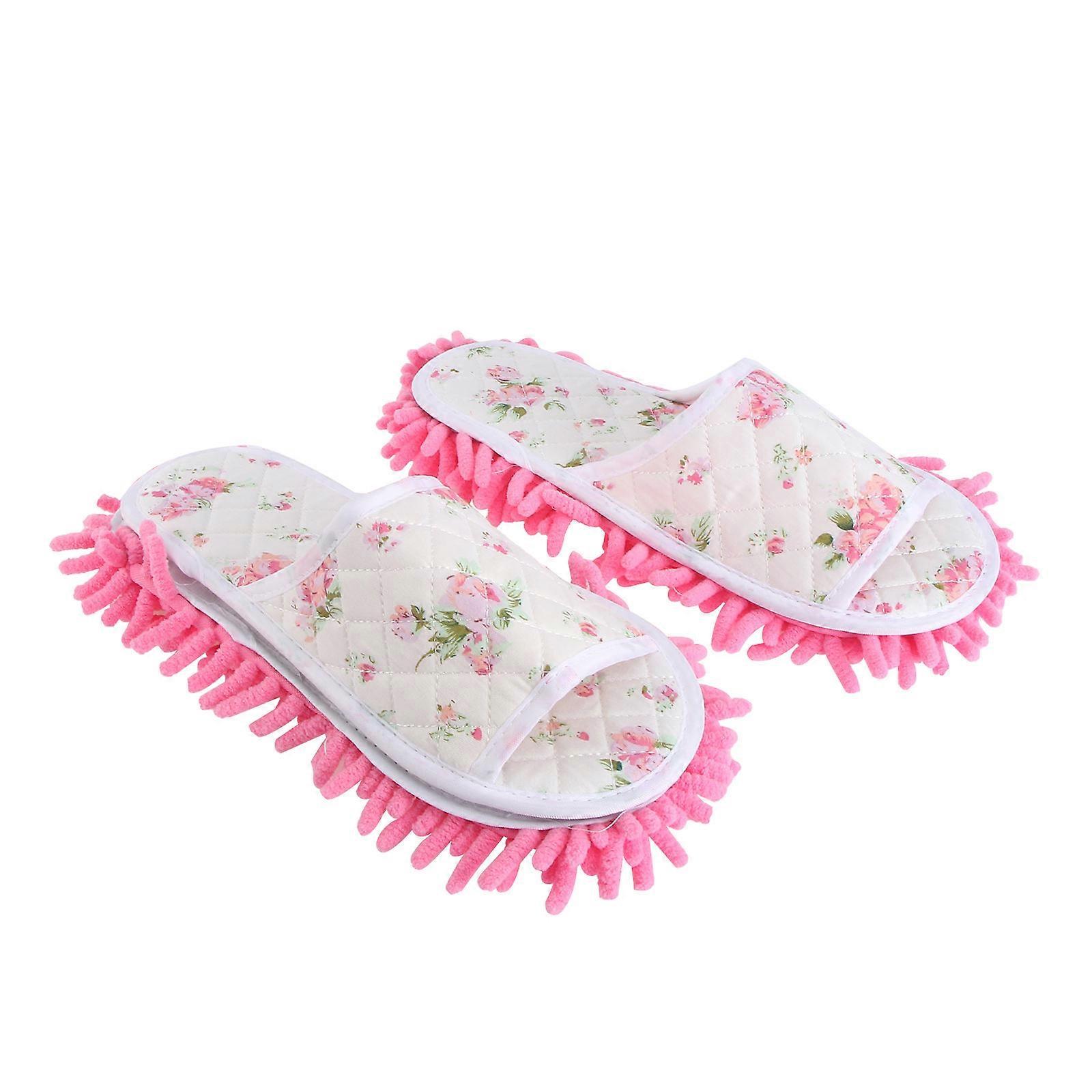 Dust Mopping Shoes For Women Indoor Use Pink Open-Toe Design Cleaning Tools 1 Pair