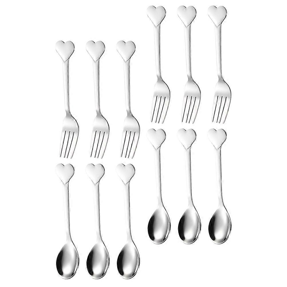 Multi-Function Appetizer Fork and Delicate Dessert Spoon Stainless Steel 1Set