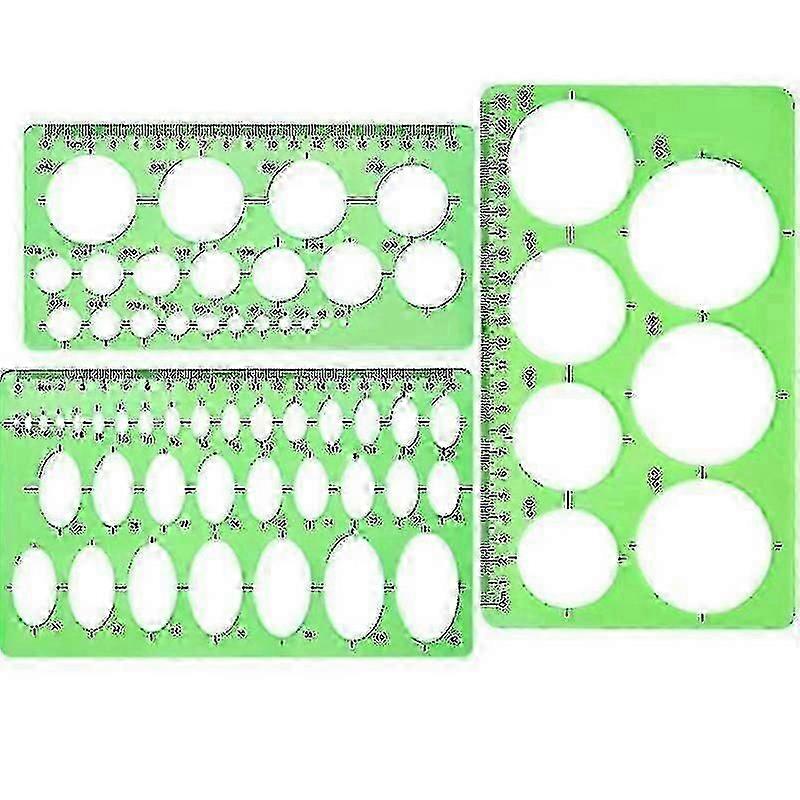 3pcs Circular Template Measuring Geometry Ruler Tw