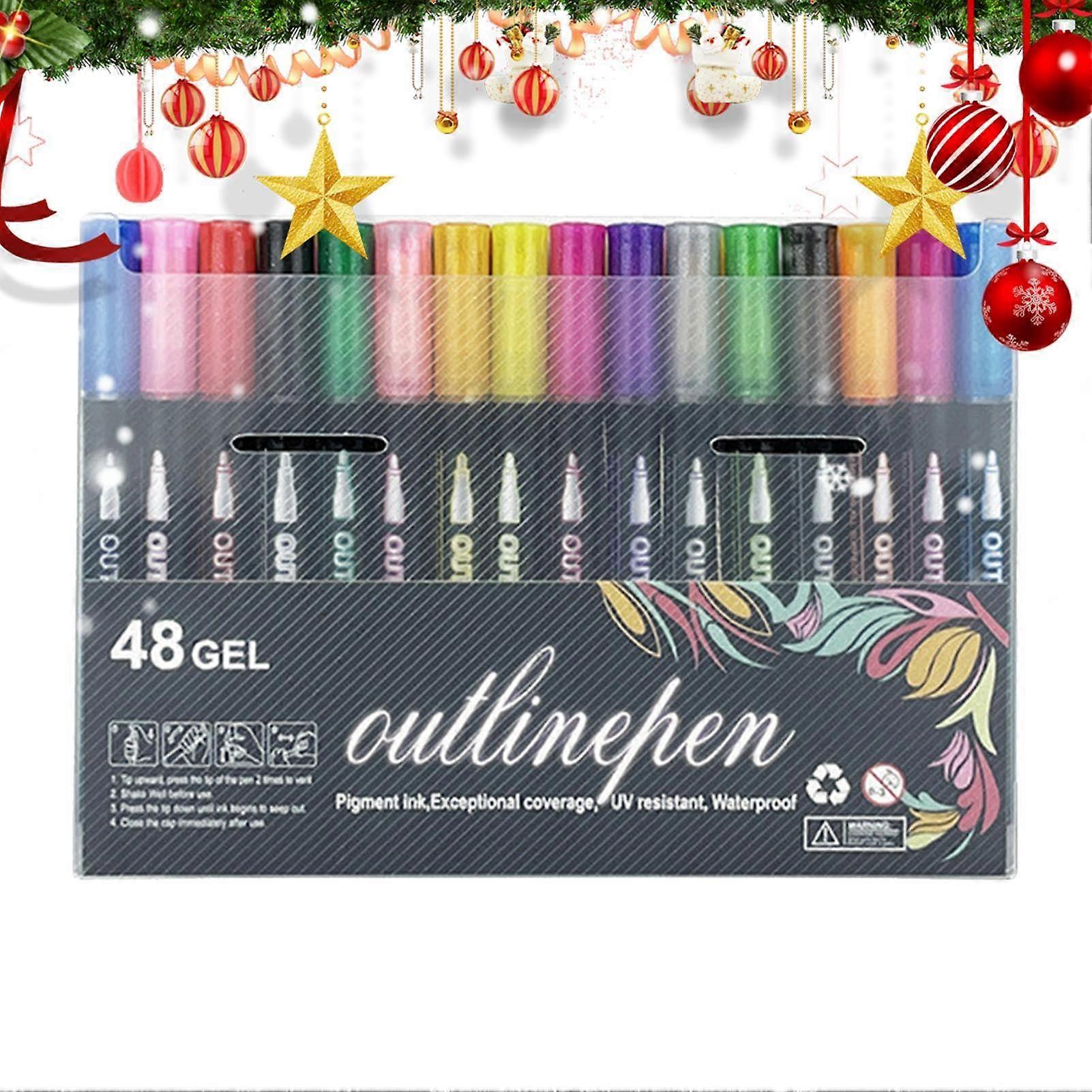 Graffiti colored pencils, shimmer highlighters Doubleline doodle outline markers