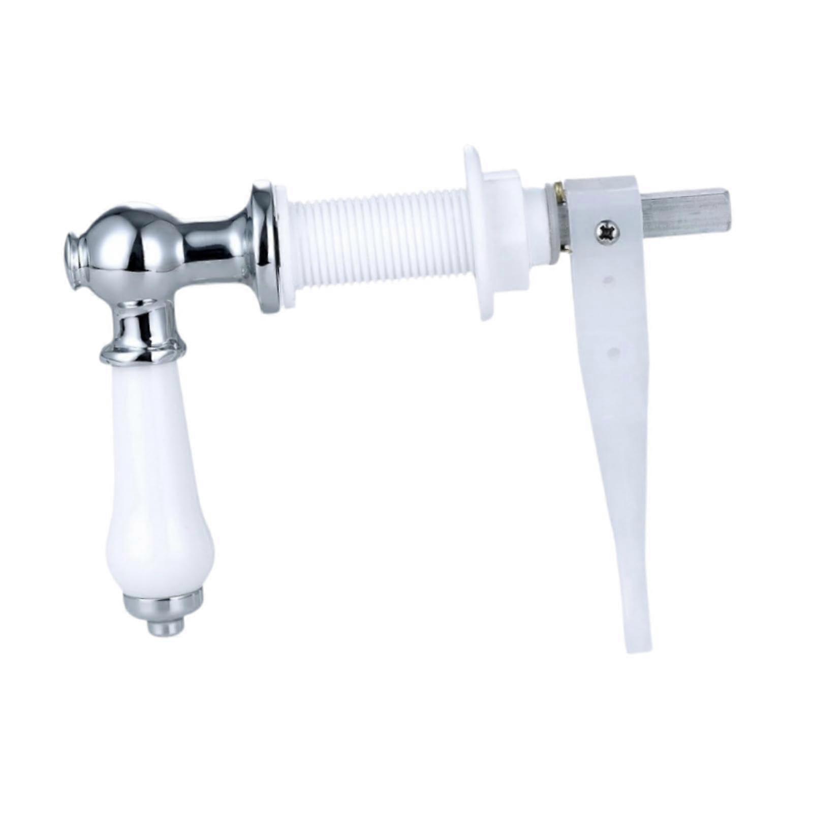 Toilet flush handle lever, elegant, versatile, compact replacement, easy installation for the toilet tank in the home bathroom, silver
