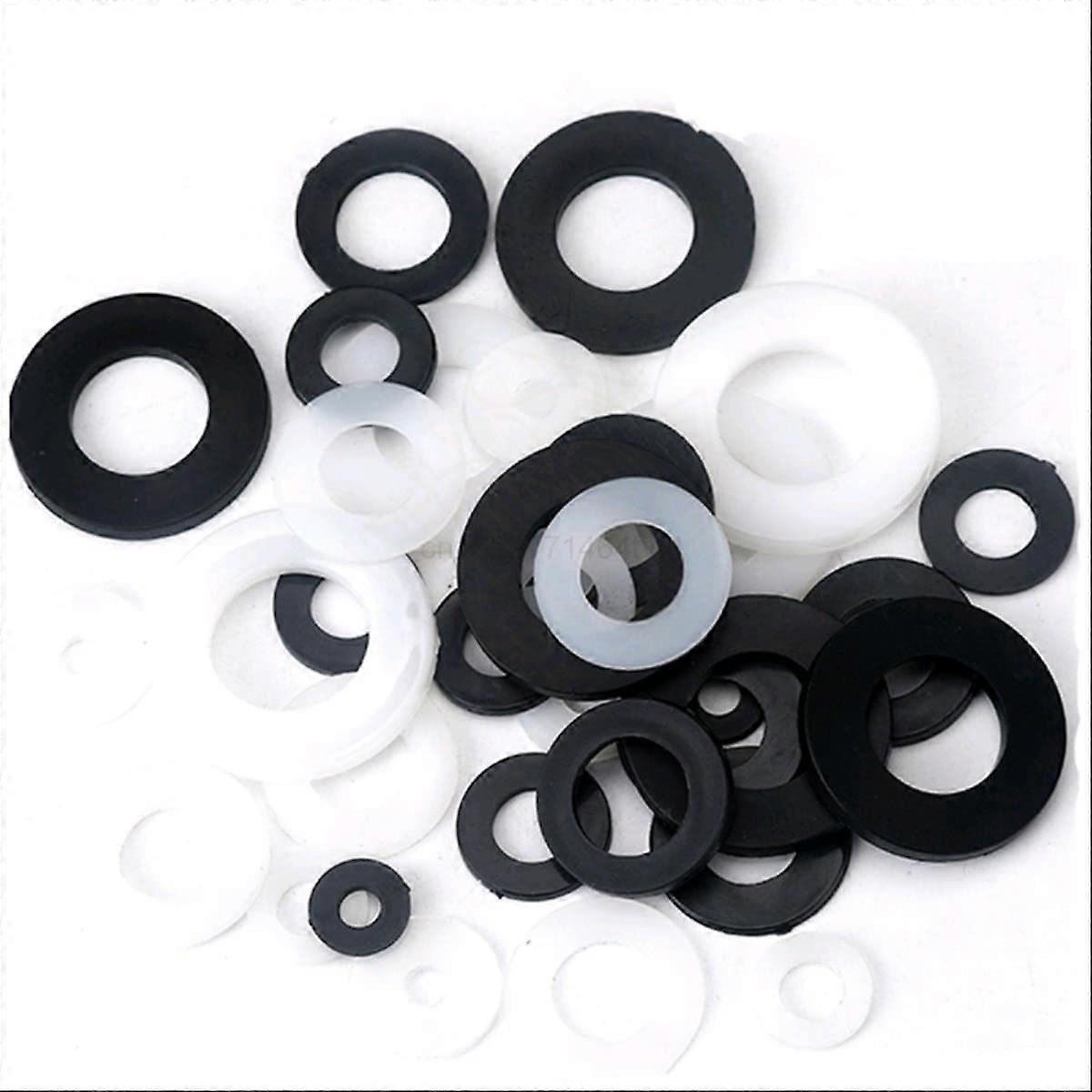M2 M2.5 M3 M4 M5 M6 M8 M10 M12 M14 M16 M18 M20 White Black Nylon Plastic Flat Washer Spacer M5 x 8 x 1 (Pack of 100)
