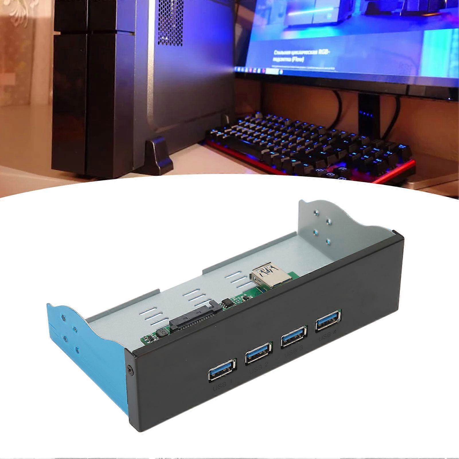 USB 3.1 Front Panel Hub 5.25in 4 USB3.1 TYPE A Ports Support USB 3.1 Gen 2 10Gbps Plug and Play Front Panel Hub for Tablet 