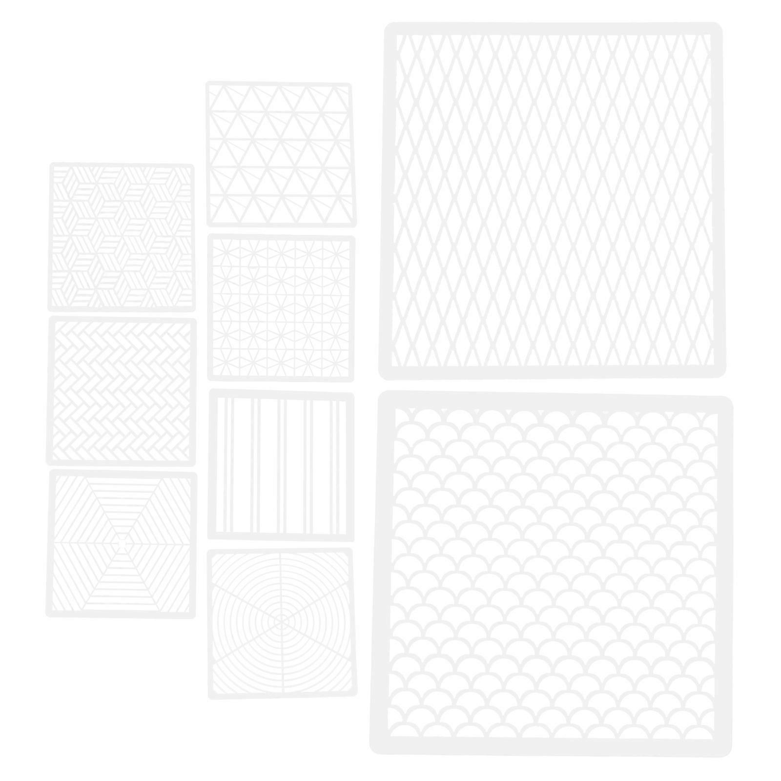 White Plastic Stencil Set for DIY Craft with 9pcs Smooth Surface Tools Ideal for Drawing Flowers
