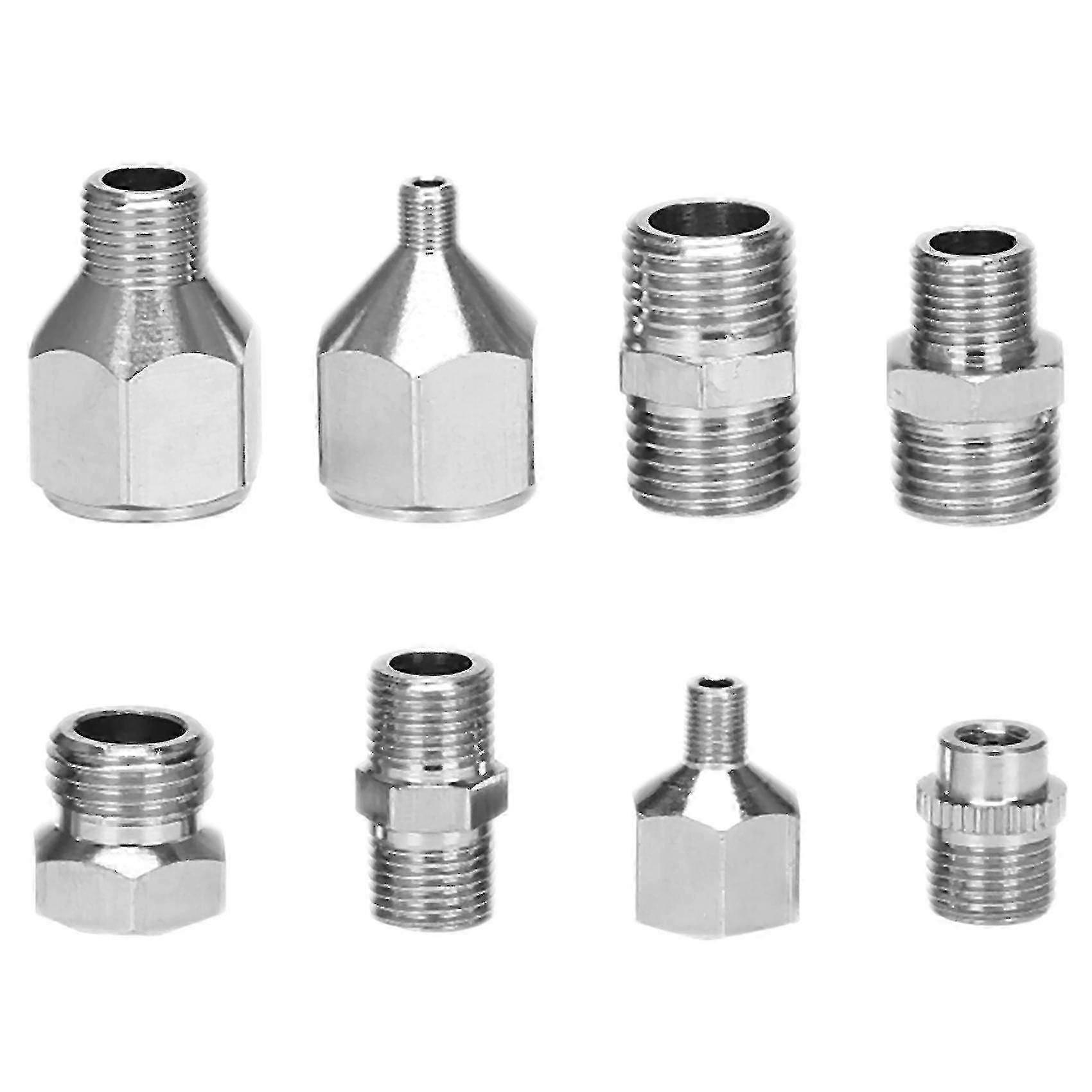 8 Pieces Airbrush Flexible Adapter Fitting Connector Set For Compressor And Airbrush Hose