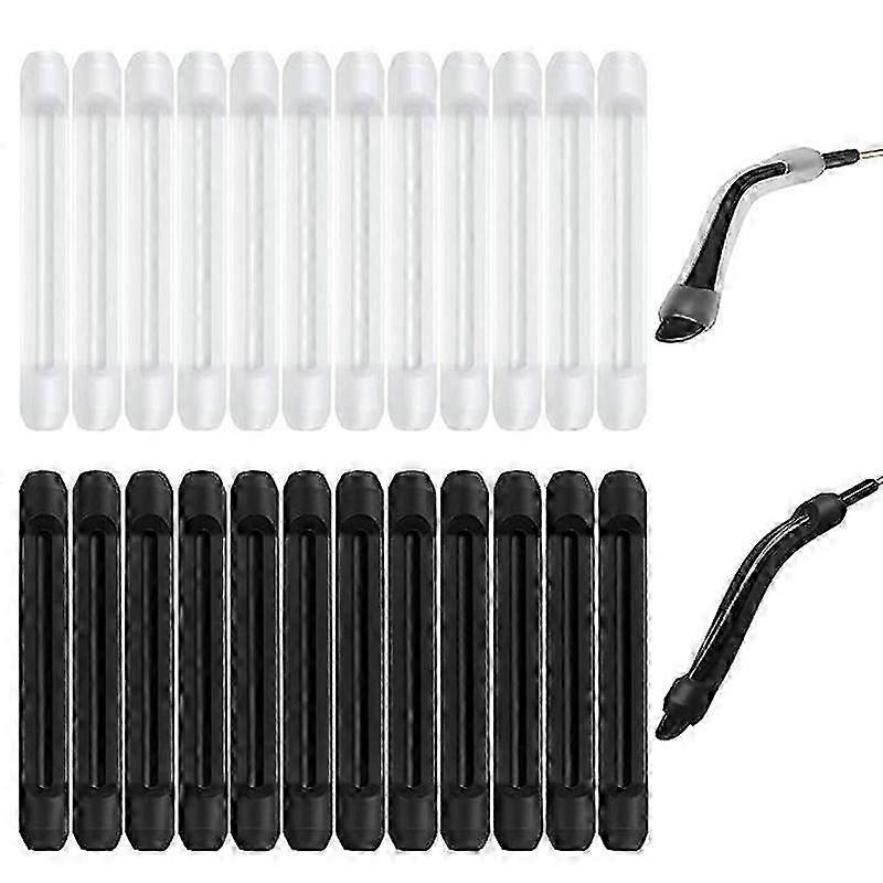 12 Pairs - Temples - Non-slip Temples - Temples - Ear Pads - Glasses Pads - Temple Protectors - Black and Clear - Silicone - Non-slip - Glasses Acces