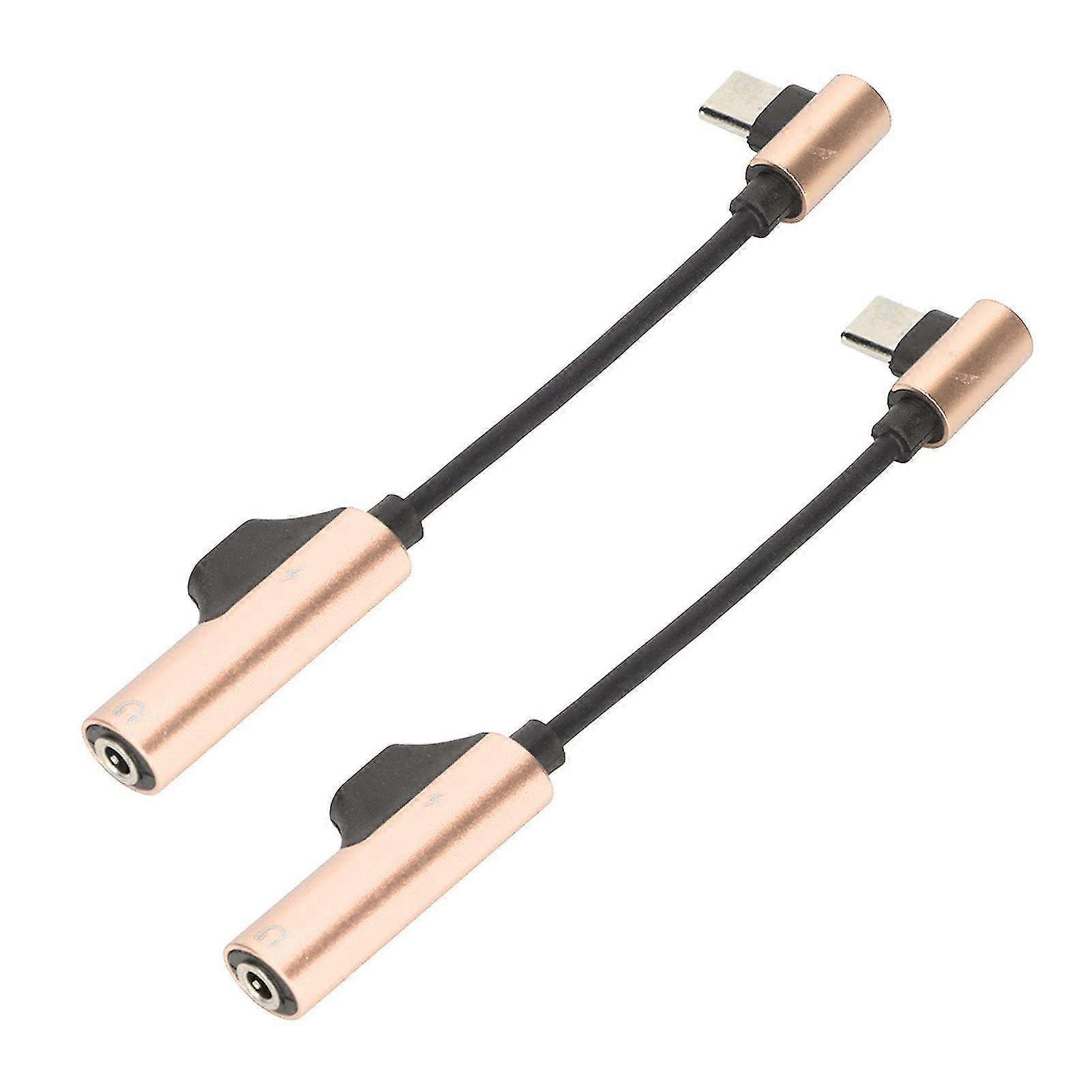 2-Piece Type C to 3.5mm Headphone Adapter Cable - 2-in-1 Bendable Audio Adapter for Type C Phones, Tablets & PCs