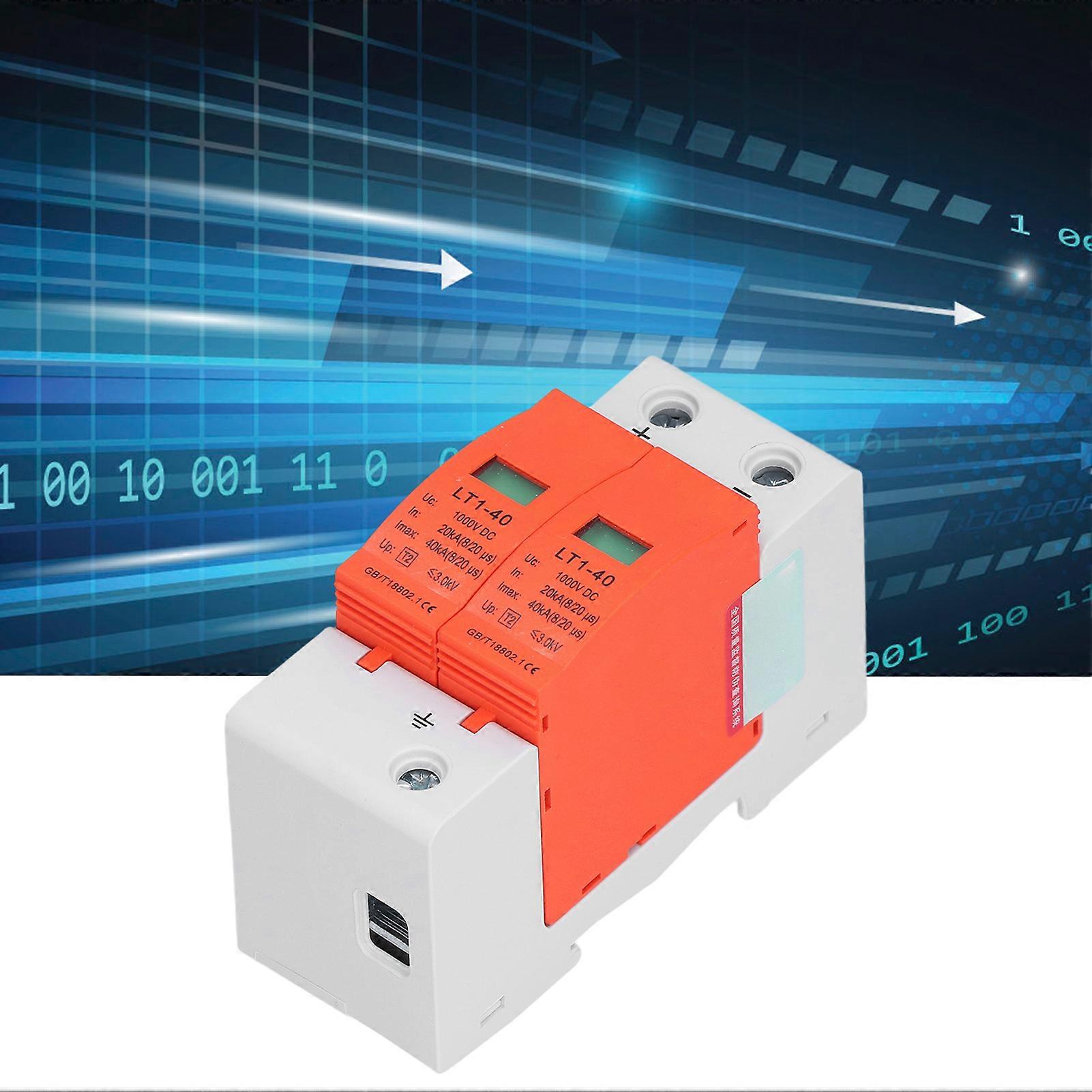 Voltage Surge Arrester Device 2P Protective DC Photovoltaic Protector 20‑40KA 1000V LT1‑40