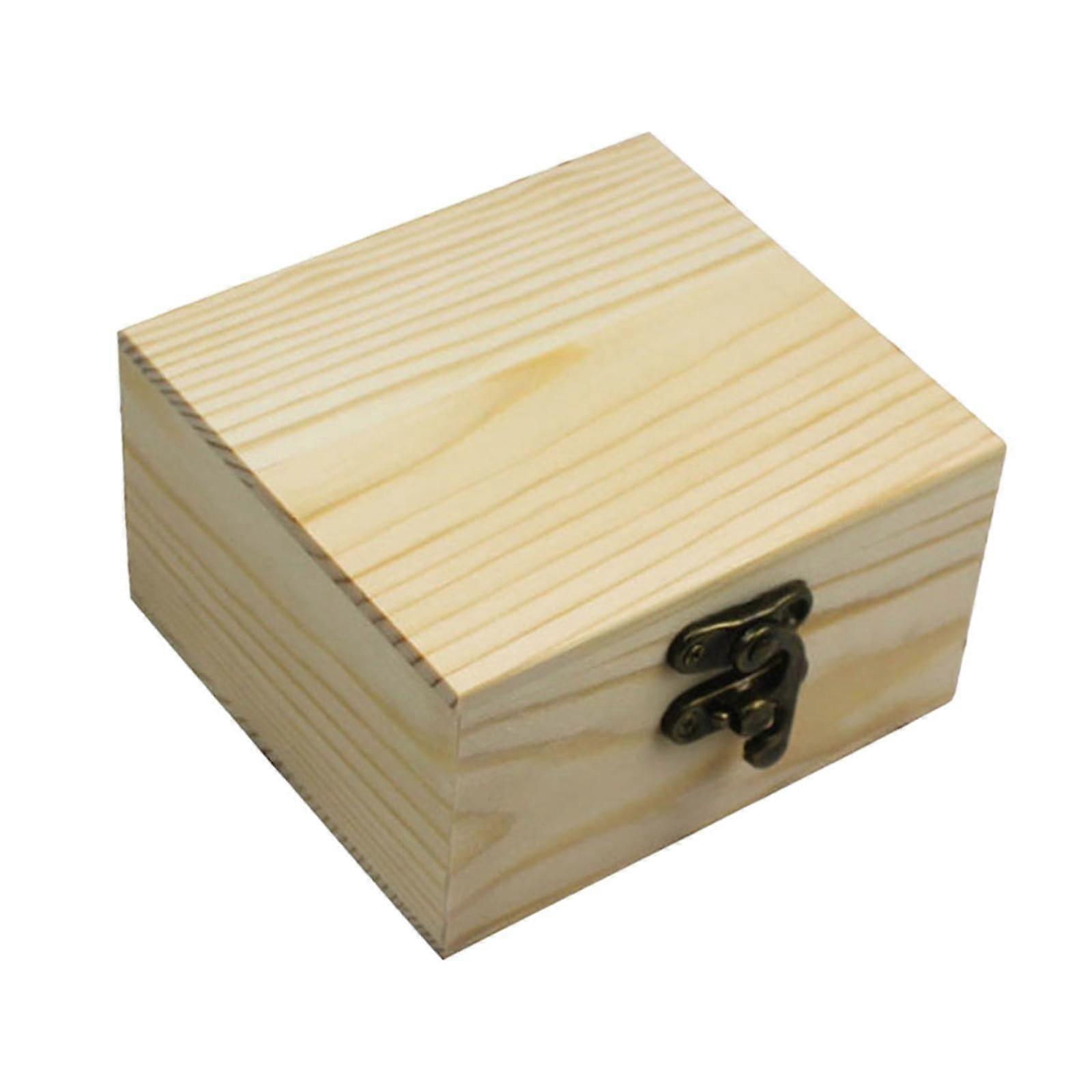 Wooden Jewellery Box Organiser with Hinged Lid for Earrings and Cufflinks, Keepsake Gift Container in Natural Finish