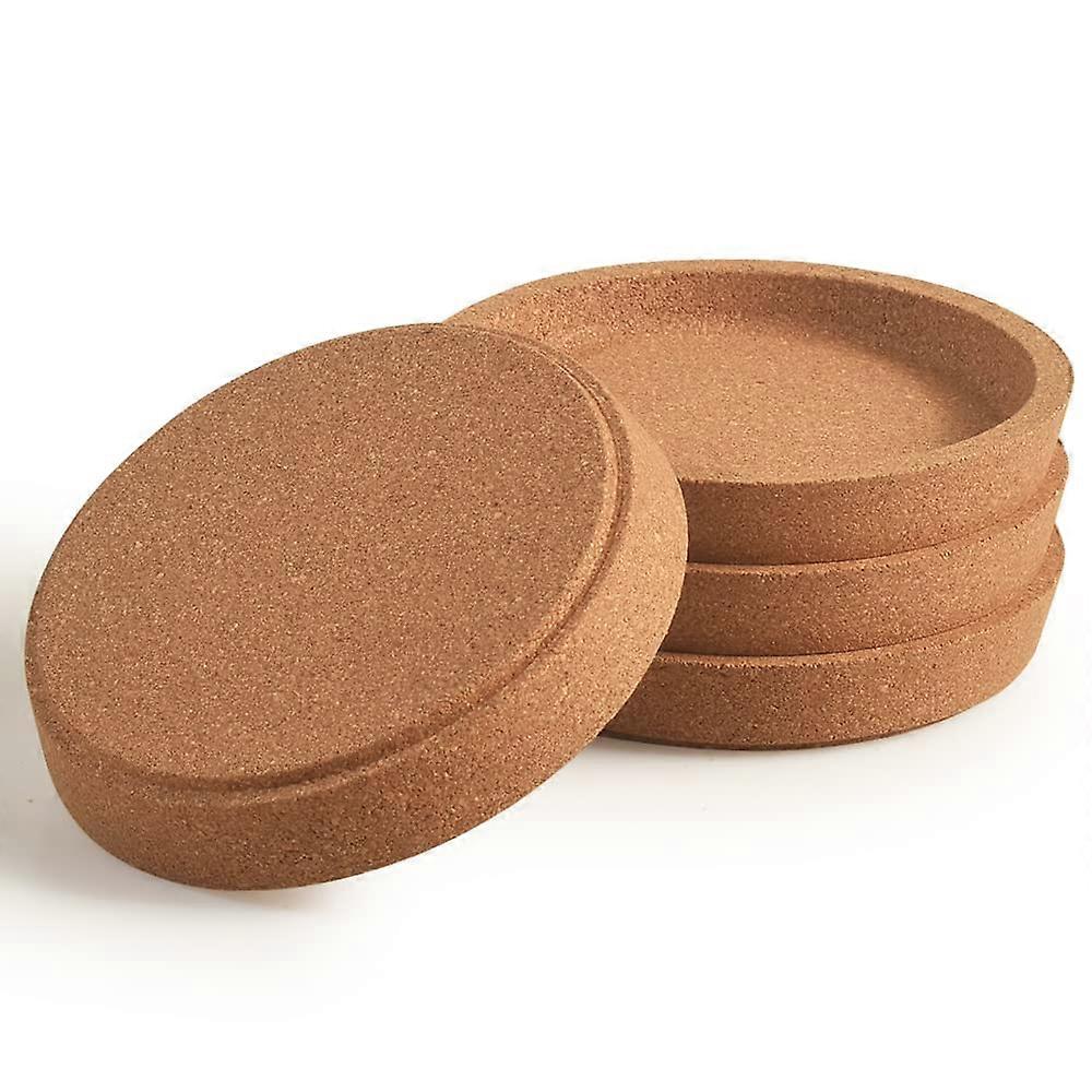 Cork Coasters Extra Thick with Raised Rim, Absorbent Reusable Cup Mats, Stackable Set of 4 for Home Kitchen