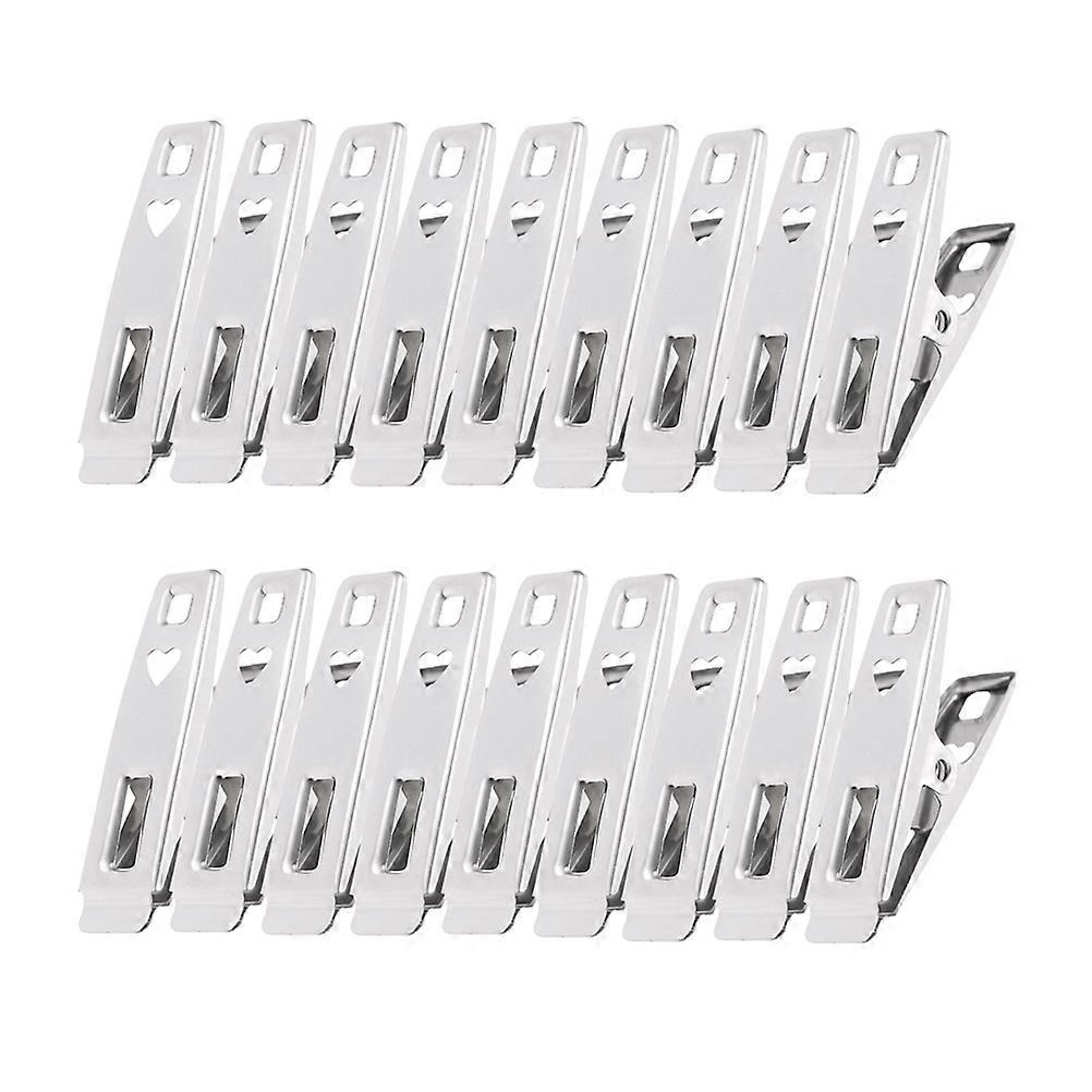 Stainless Steel Windproof Clothespins with Duck Bill Design for Hanging Clothes 50 Pieces Silver