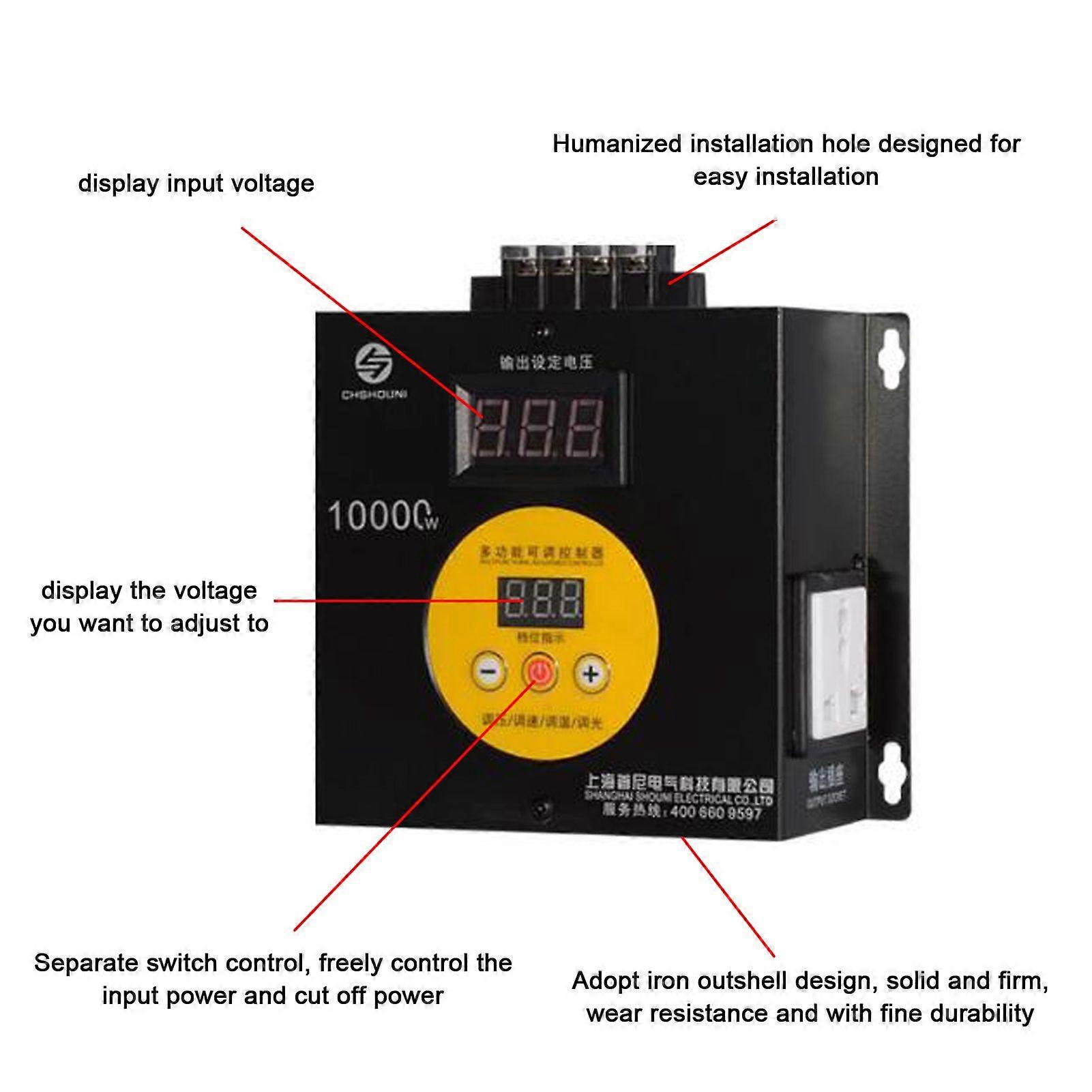 10000W Household Compact Variable Voltage Controller Portable Speed Temperature Light Voltage Adjustable Regulator Dimmer