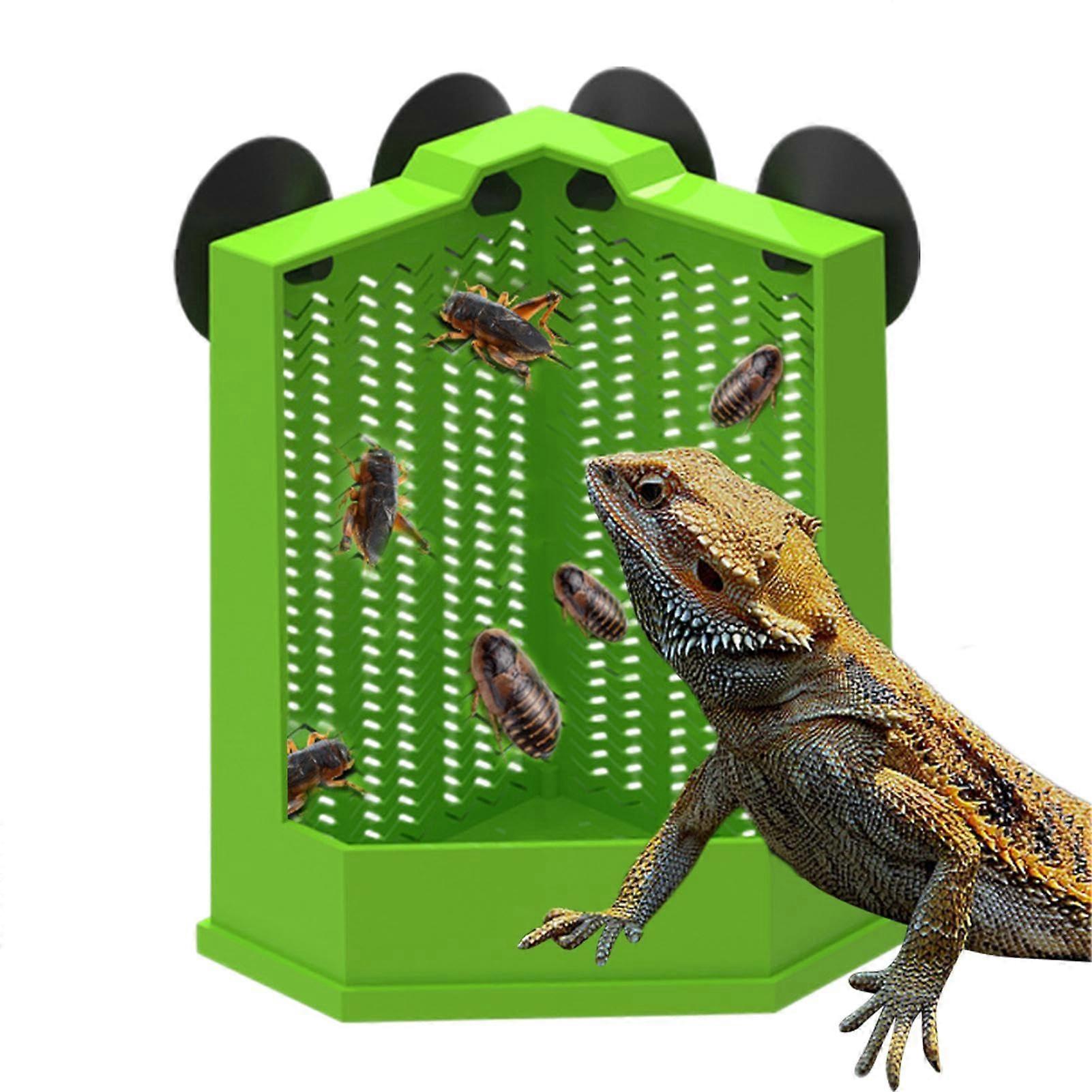Reptile Food Bowl Corner Feeder with Suction Cup, Gecko Feeding Dish, Anti-Escape Terrarium Bowl for Small Reptiles