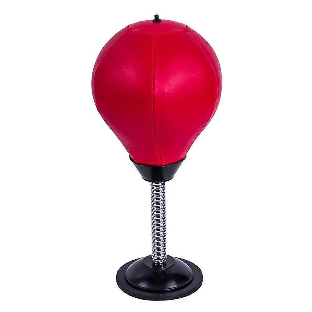 1pc Desktop Punching Bag Small Suction Cup Boxing Ball Stress Relief Mini Ball for Home or Office (Red Boxing Ball + Red Inflator)