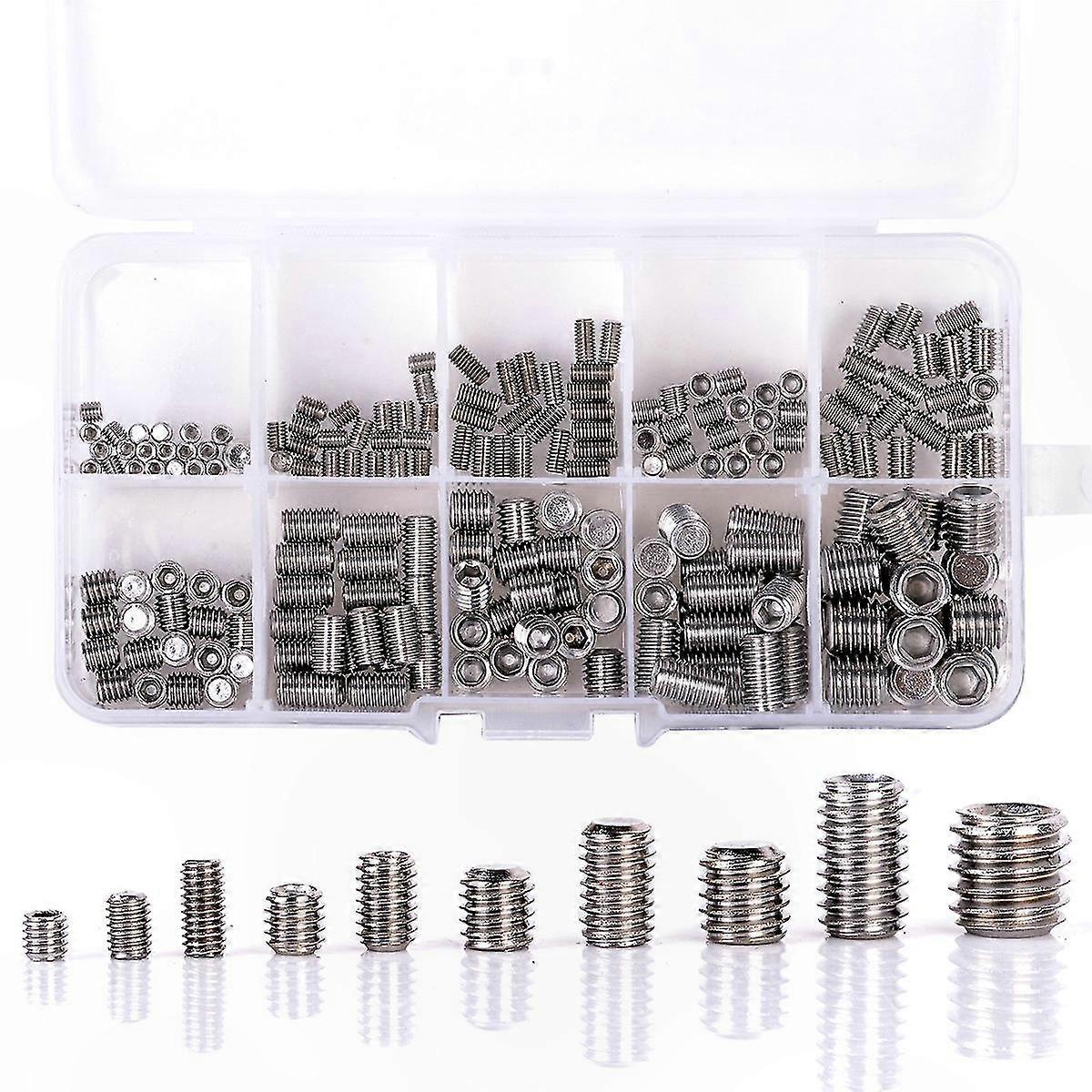 Hex Socket Set Screw Assortment Kit - 200Pcs M3 M4 M5 M6 M8 Sizes