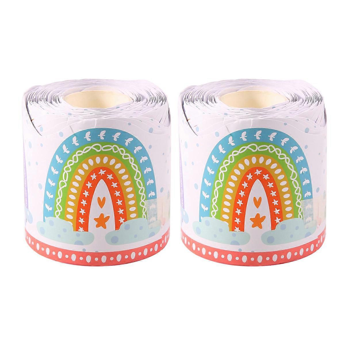 2X Rainbow Bulletin Board Border 20M Paper Border Trim for Classroom Decoration School Family Party