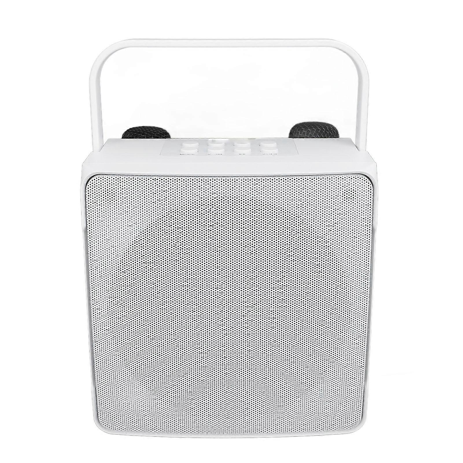 Portable Bluetooth Karaoke Machine with 2 Wireless Mics, RGB Lights White