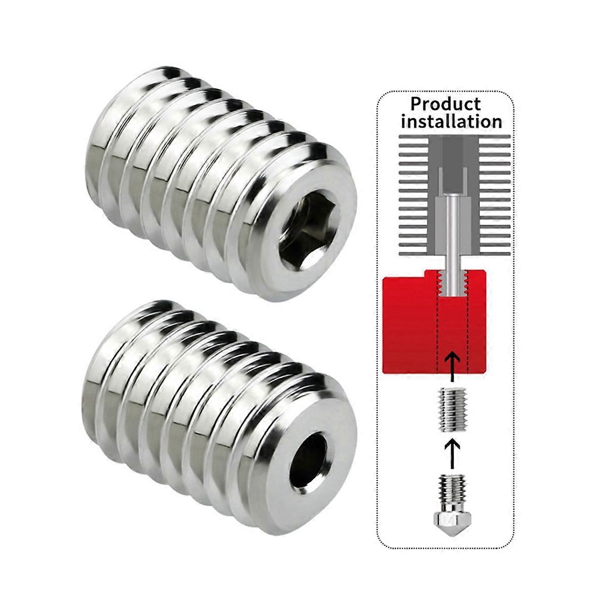 High Flow CHT Nozzle Copper Connector for V6 Volcano Hotend Compatible with Volcano Heater Block and V6 Nozzle 2Pcs