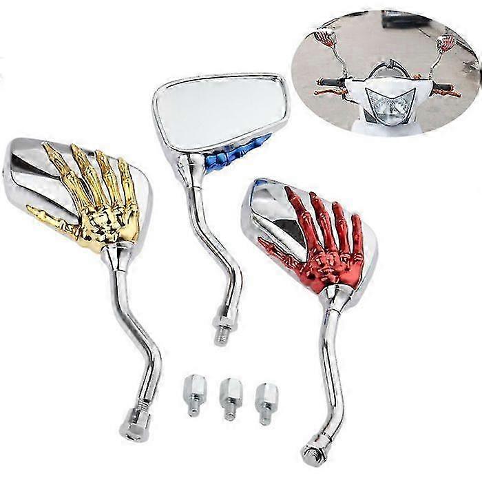 Motorcycle Mirror, Ghost Hand Shape, Blue Plating, Bike Accessories, Custom Modification, Rearview Mirror