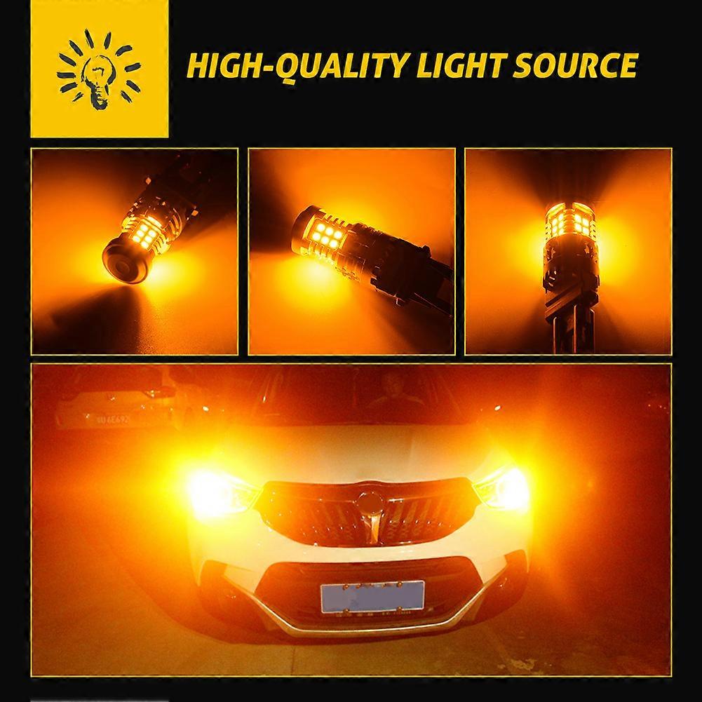 2Pcs WY21W LED Canbus No Hyper Flash Amber Orange T20 W21W 7440 1156 BA15S P21W BAU15S PY21W LED Bulbs Turn Signal Lights