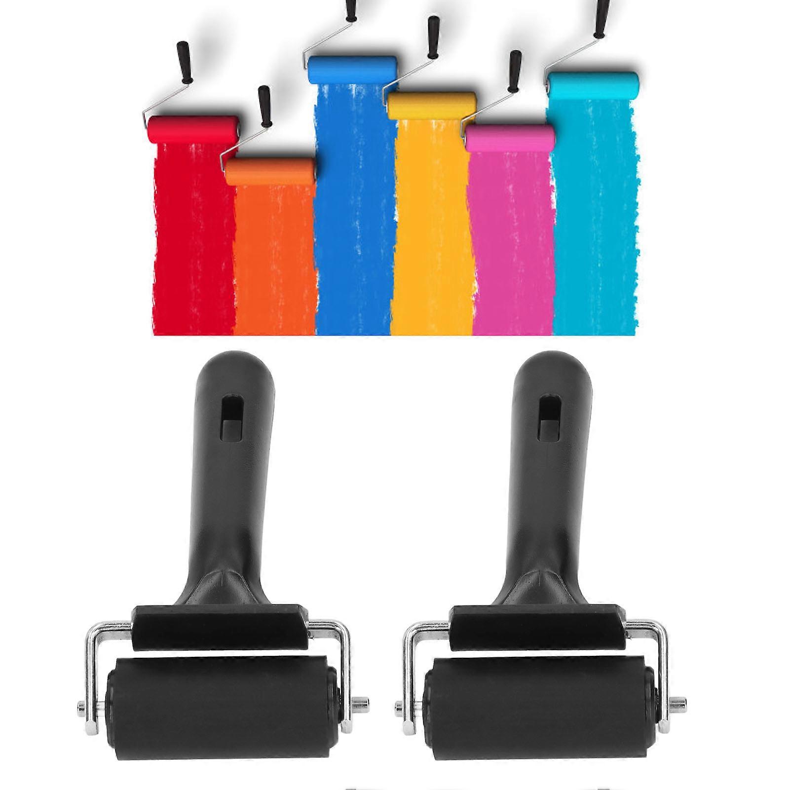 2 Pcs 6cm Rubber Brayer Roller for Printmaking Painting Crafting