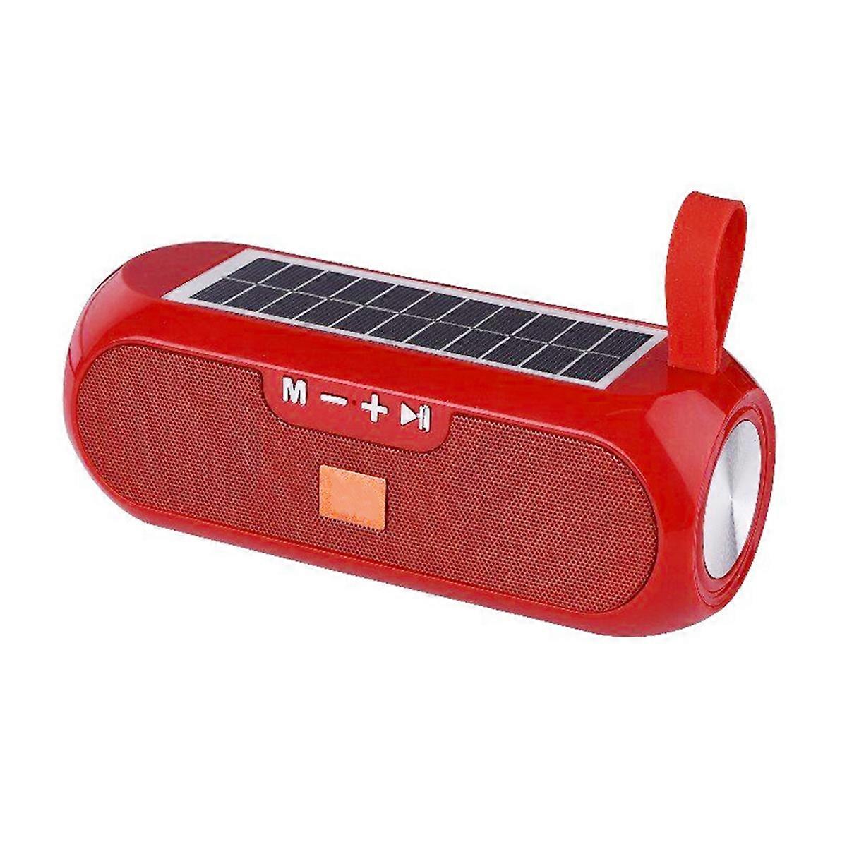 Solar Radio FM Radios MP3 Wireless Bluetooth V4.2 Speaker Red