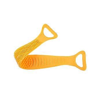 Siliconen borstelhanddoek, rugwrijvende lichaamsmassage scrubband, bad- en douchescrubberband, oranje