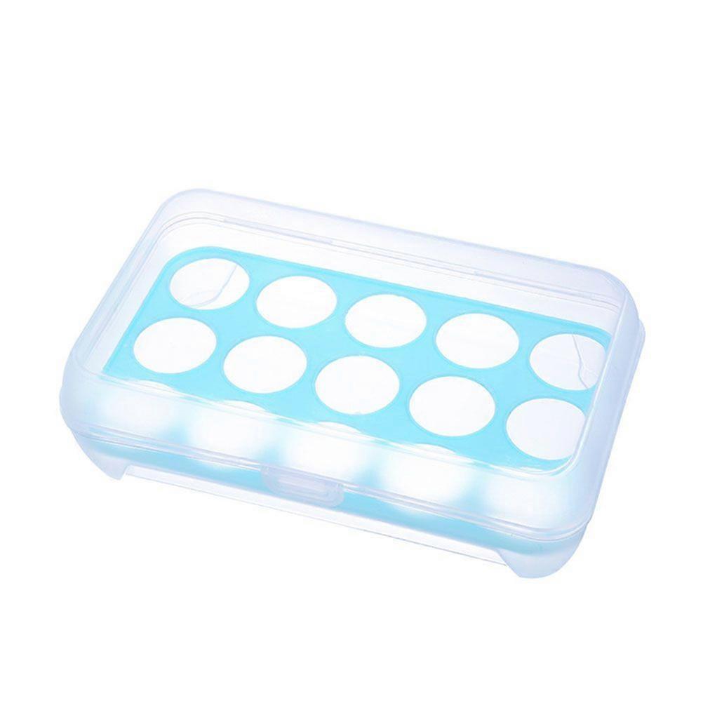 15 Grid Transparent Egg Shockproof Holder Container Storage Box Tray for Refrigerator (Sky-Blue)