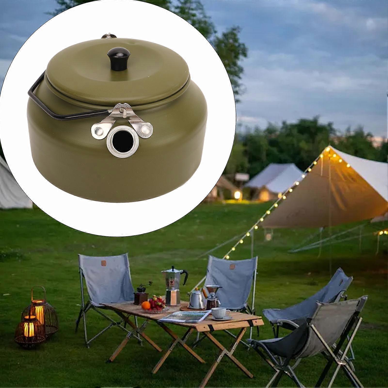 Lightweight 1100ml OD Green Camping Teapot with Ergonomic Handle