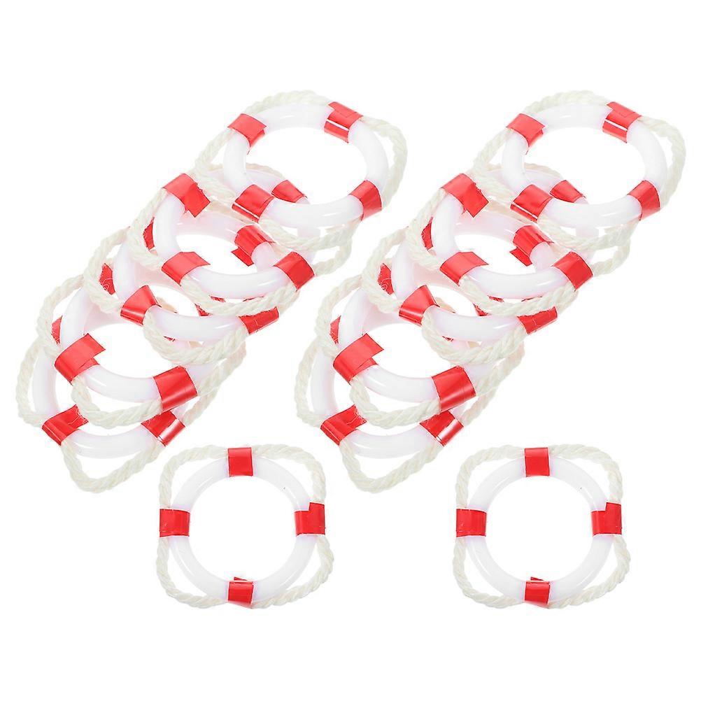 12Pcs Mini Lifebuoy Model for Nautical Swim Ring Decoration in Red Plastic
