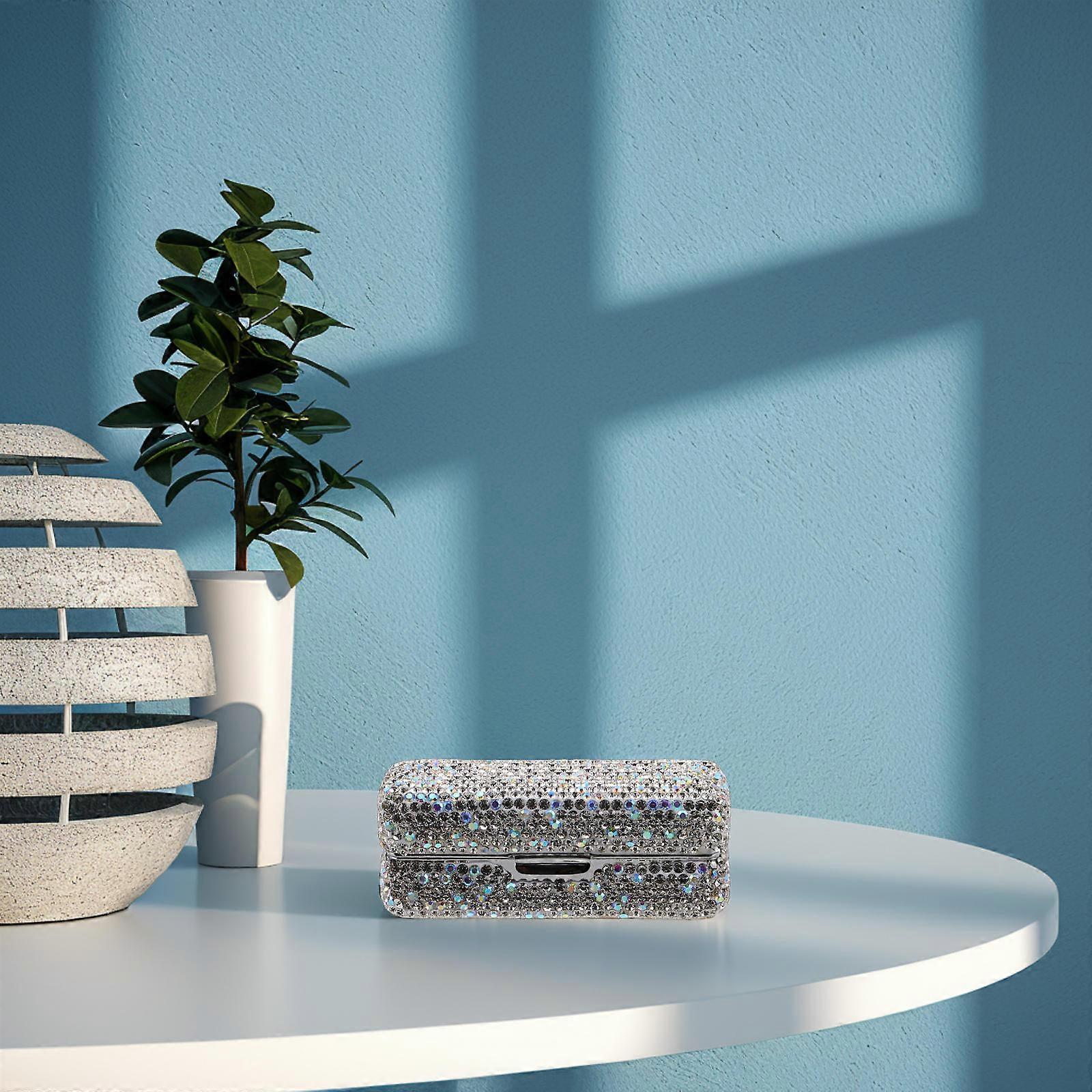 Silver Lipstick Case with Mirror for Storage Use Single Lipstick Holder