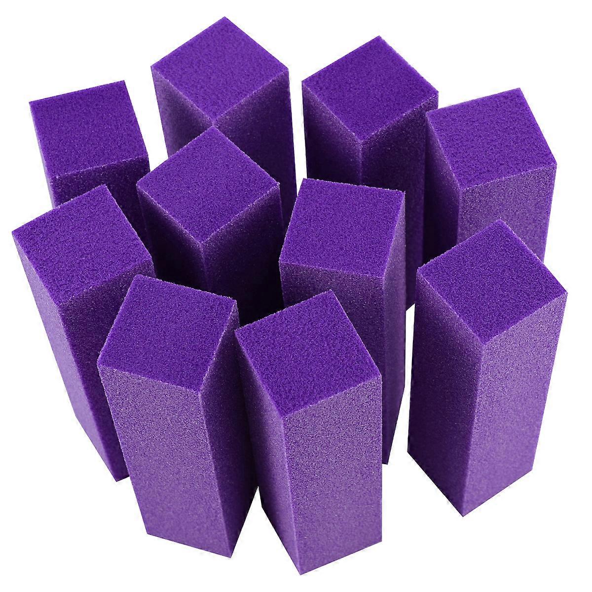 Nail Polishing Block Four Sided Nail Buffer File for Filing 10Pcs Purple