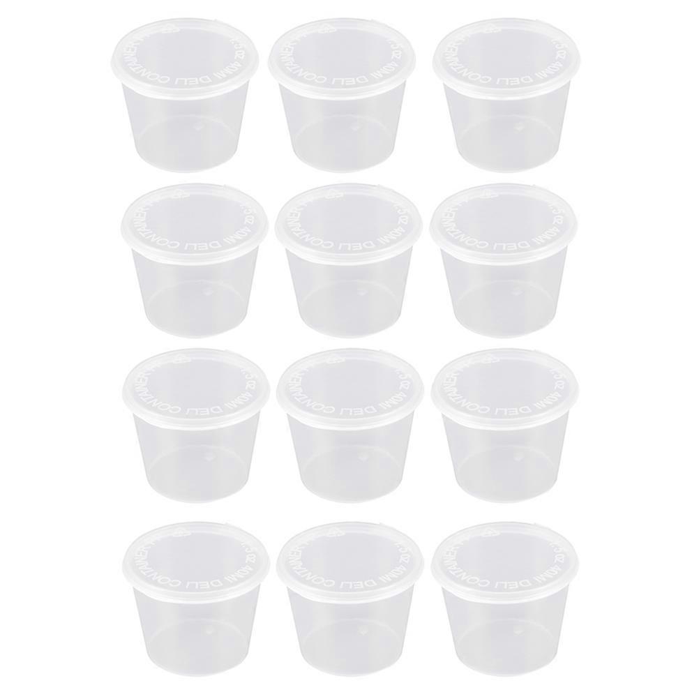 100Pcs Clear Plastic Portion Cups With Lids Square Shape For Home Use And Catering Needs
