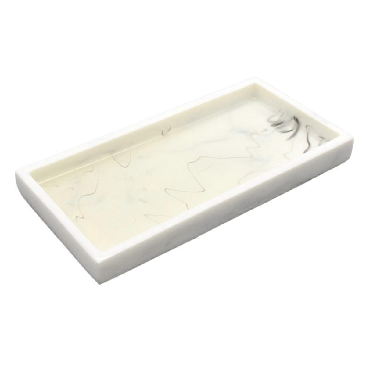 Rectangular Plate Countertop Bathroom Soap Shampoo Storage Tray,White