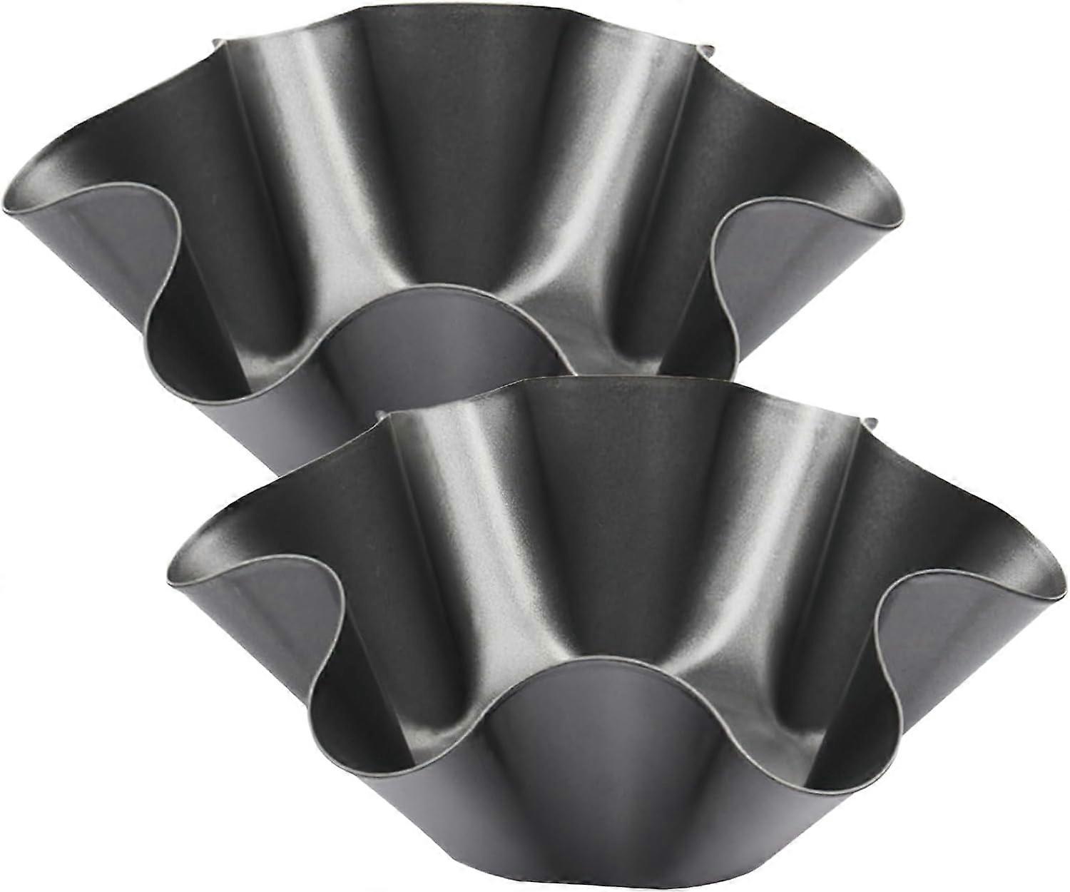 2Pcs Nonstick Large Taco Shell Bowl – Carbon Steel Tortilla Maker Shell Pans Baking Molds Tostada for Frying Salad Bowls, 6inch or 8inch