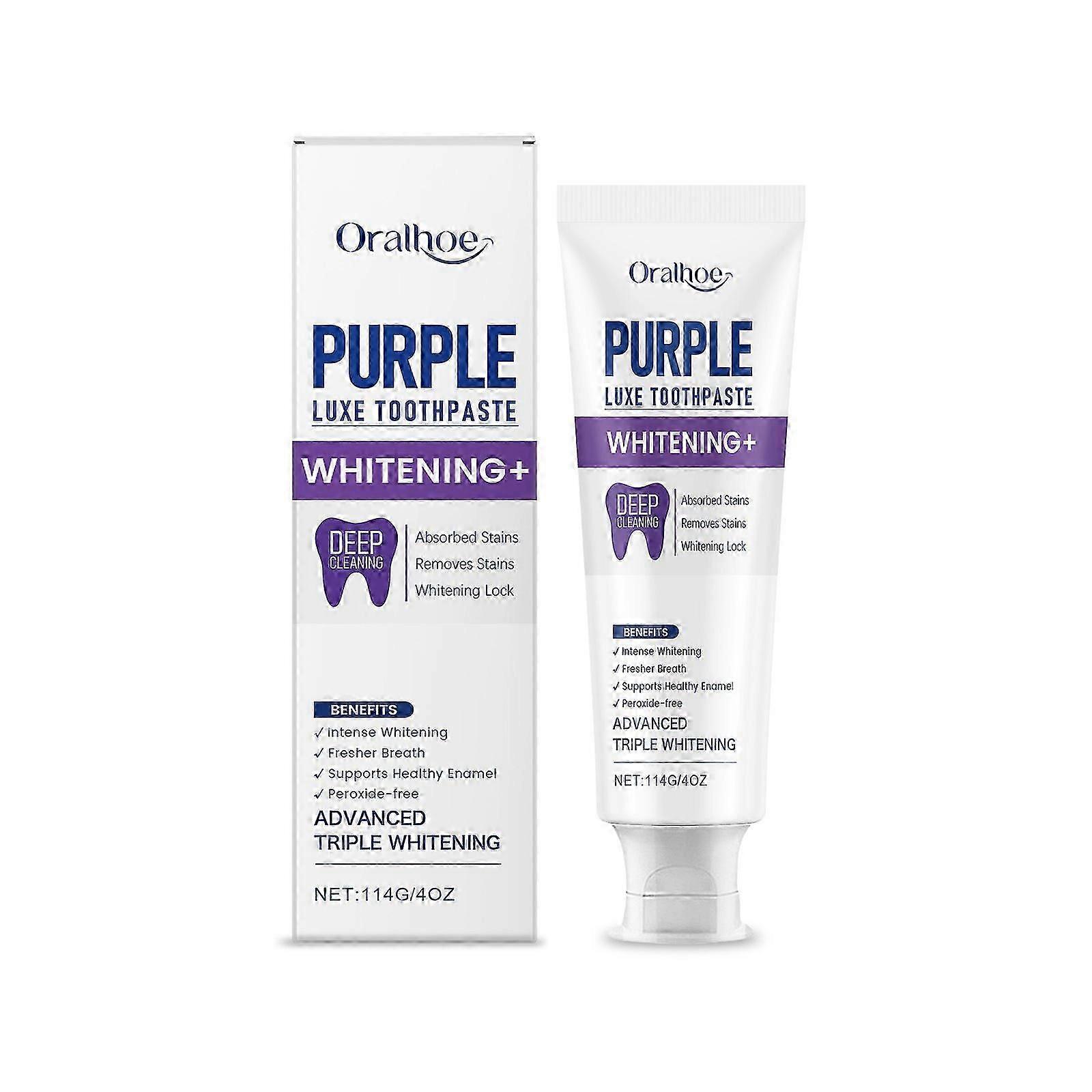 Purple Luxe Toothpaste, Multi-Effect Cleaning System, Hydroxyapatite & Papaya Enzyme, Triple Whitening, Stain Removal & Fresh Breath