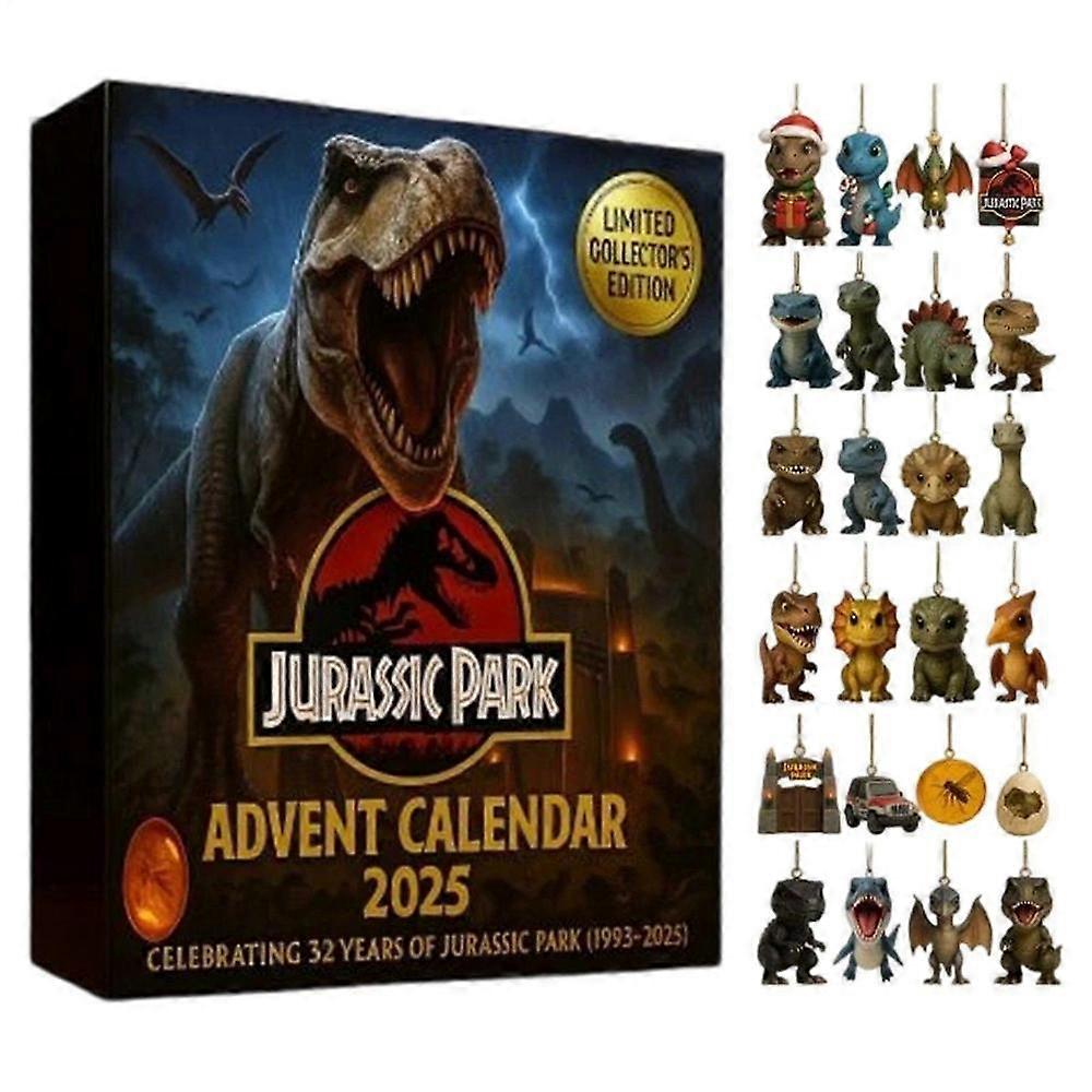 Jurassic Park Dinosaur Advent Calendar for Christmas 2025 with 24 Acrylic Ornaments