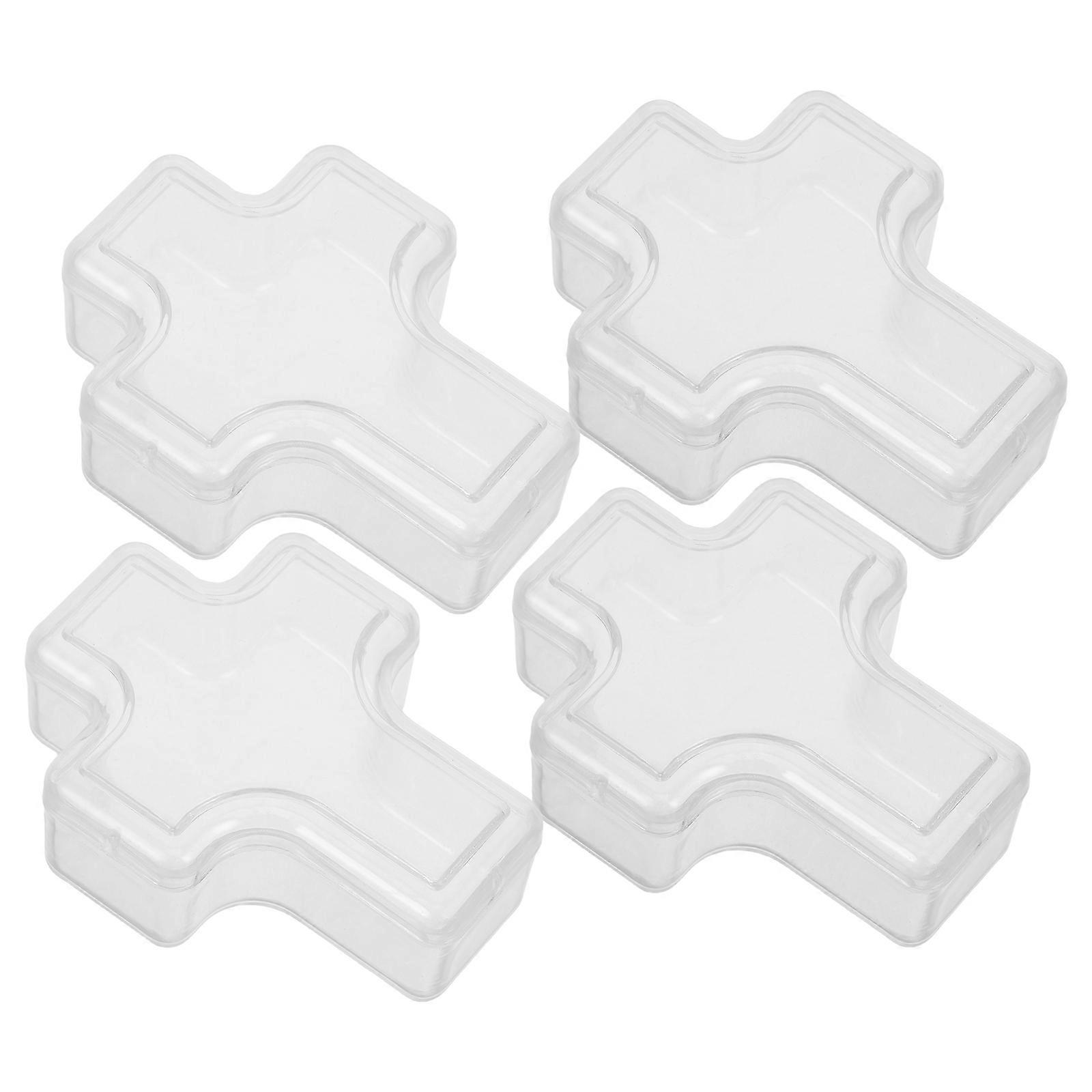 16Pcs Cross Shape Jewelry Organizer Box for Storage Transparent Plastic Case
