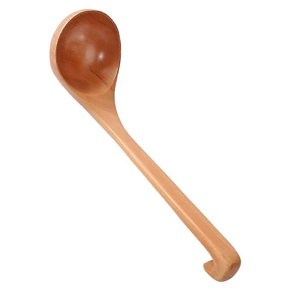 Khaki Wooden Soup Ladle for Kitchen 3Pcs Long Handle Serving Spoon Set
