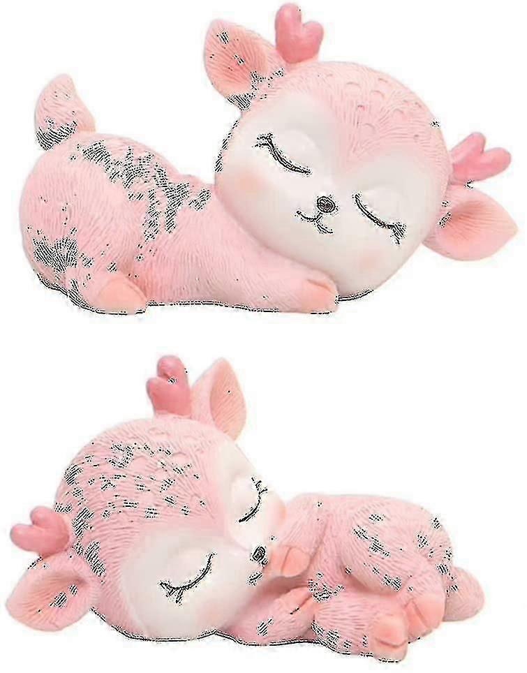 2pcs Miniature Reindeer Figurines Cute Forest Animals Miniature Ststues Decorative Resin Reindeer