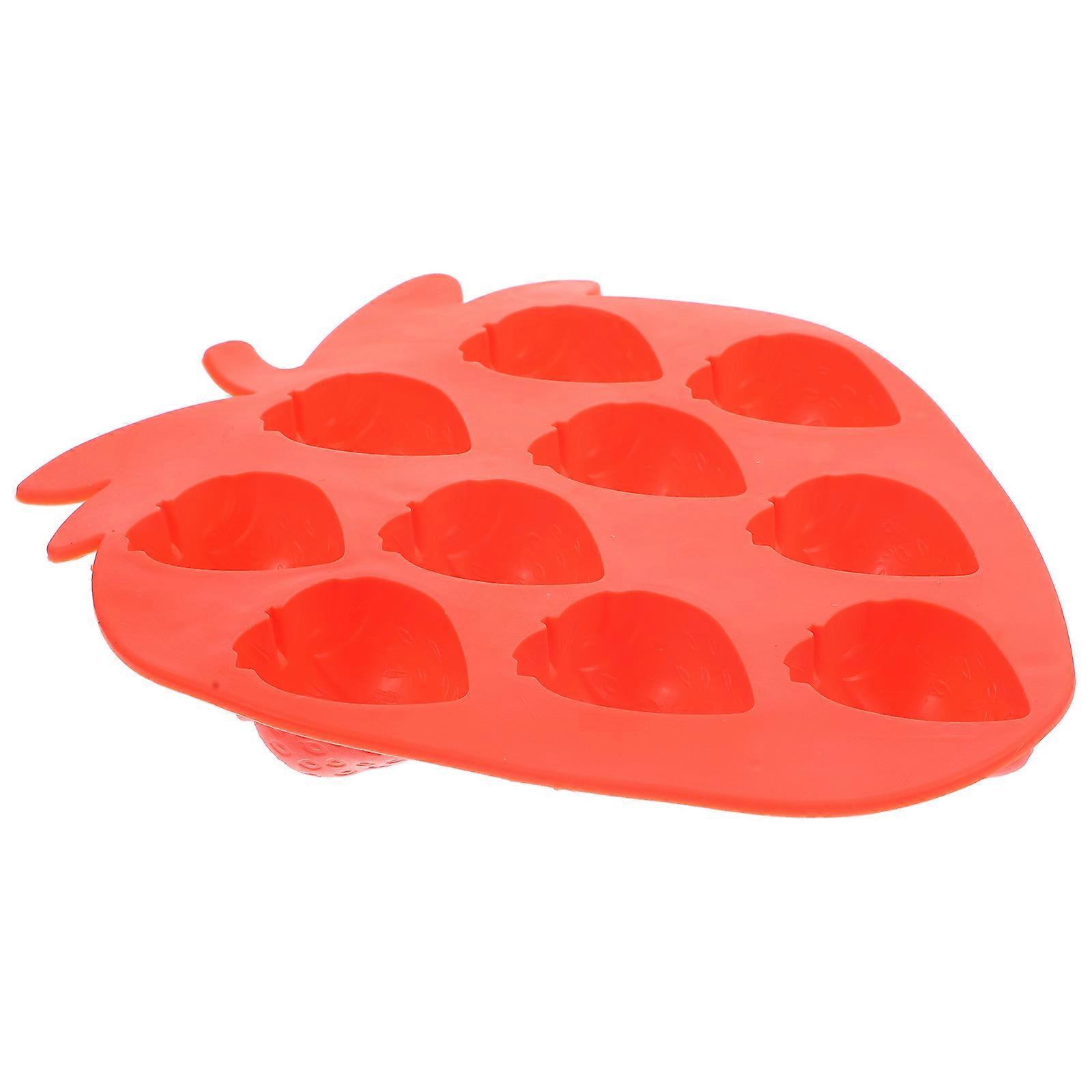 Fruit Strawberry Shape Ice Tray Mould Cube for Chocolate Mold 2Pcs Red