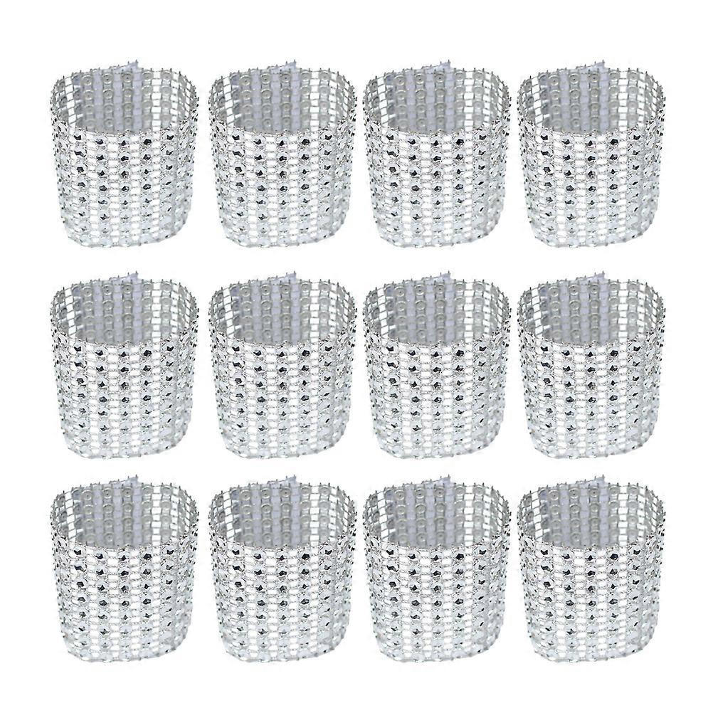 Silver Crystal Napkin Rings 180Pcs for Party Stylish Napkin Holders