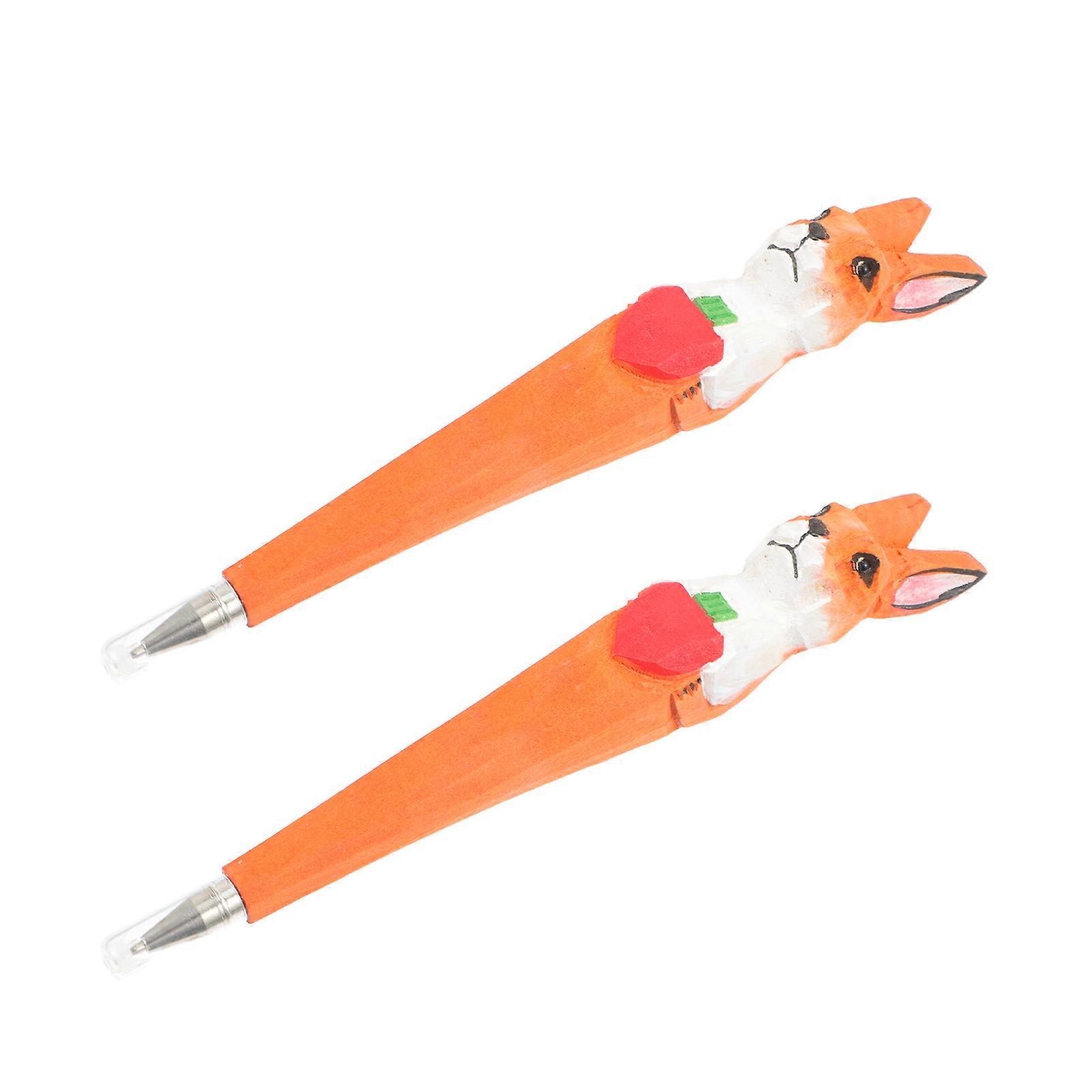 Rabbit Pen Wood Ball Point Pen for Writing Use 6Pcs Pack
