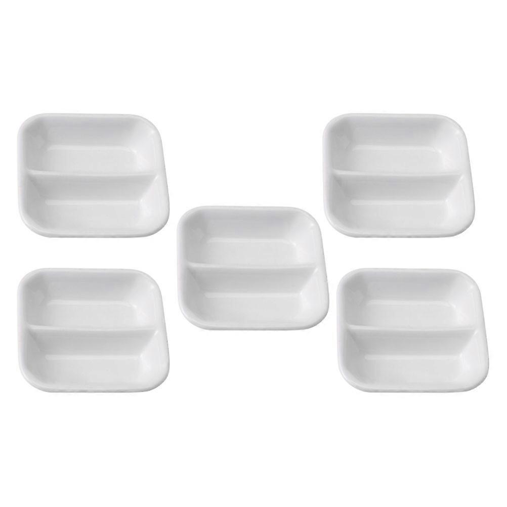 Condiment Storage Ceramic Small Dishes Food-grade Material Stable Placement White 8x8x2cm 5Pack